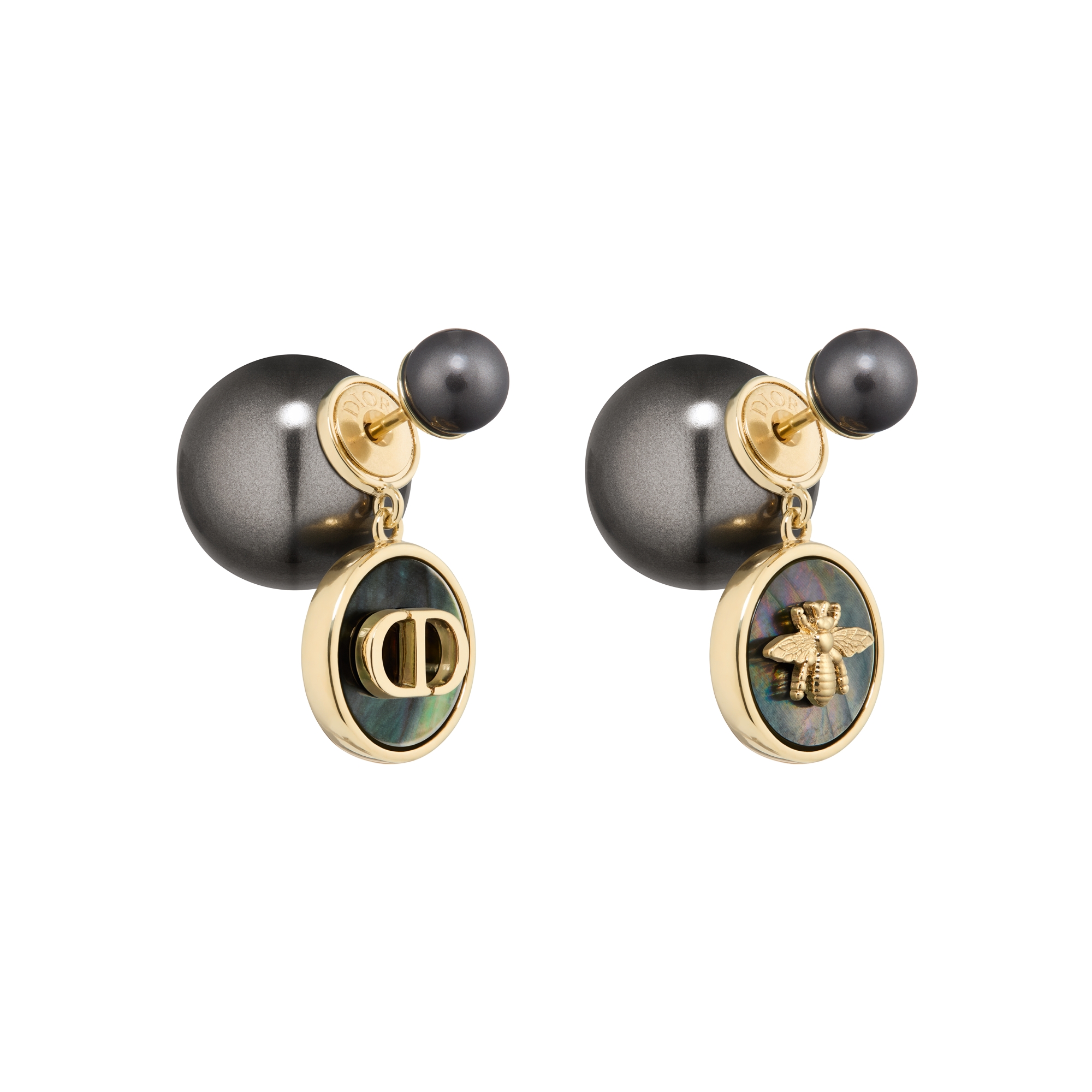  Gold-Finish Metal, Deep Gray Resin Pearls and Tahiti Mother-of-Pearl