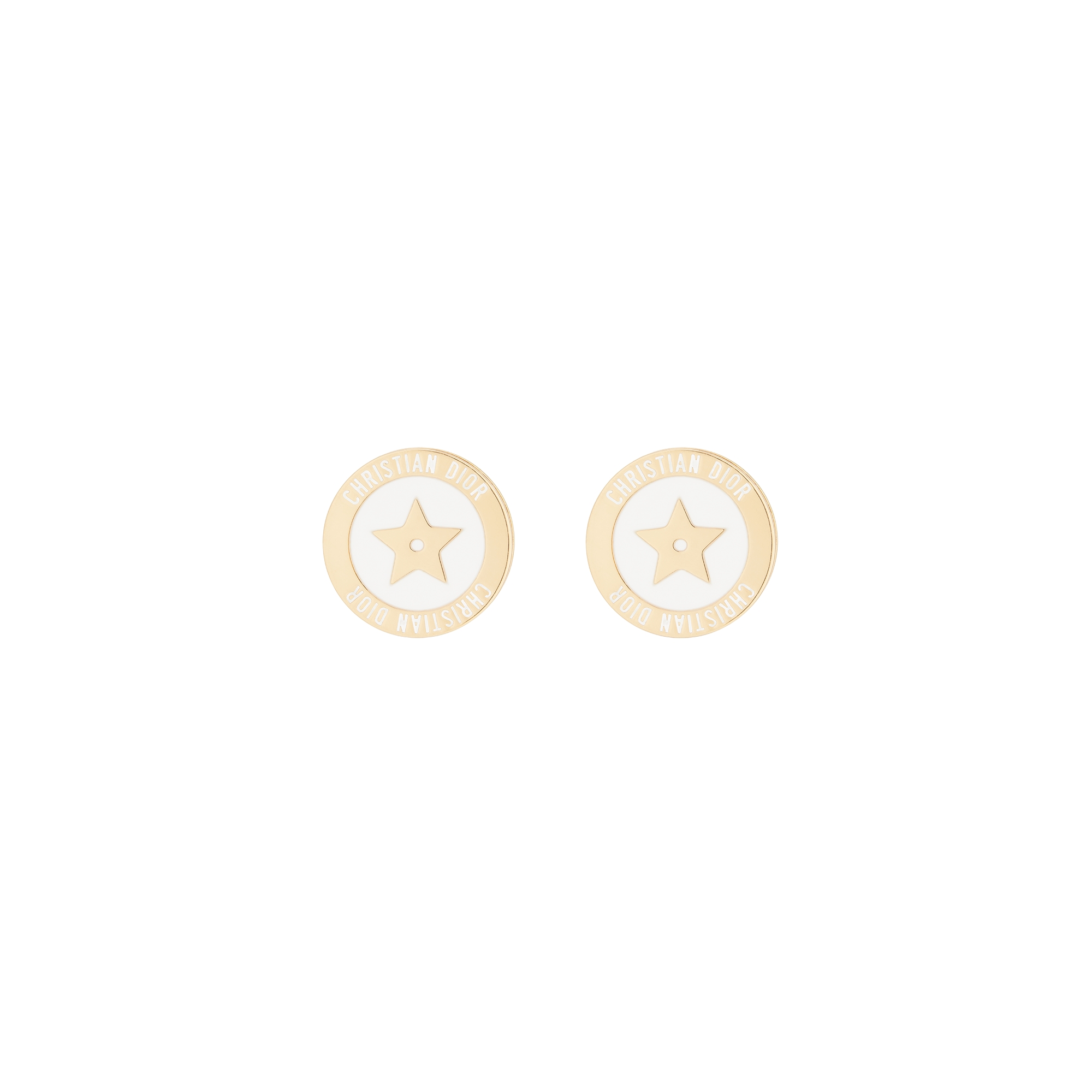 Dior Night Code Earrings Gold-Finish Metal, Sparkling Crystals and White Lacquer E01