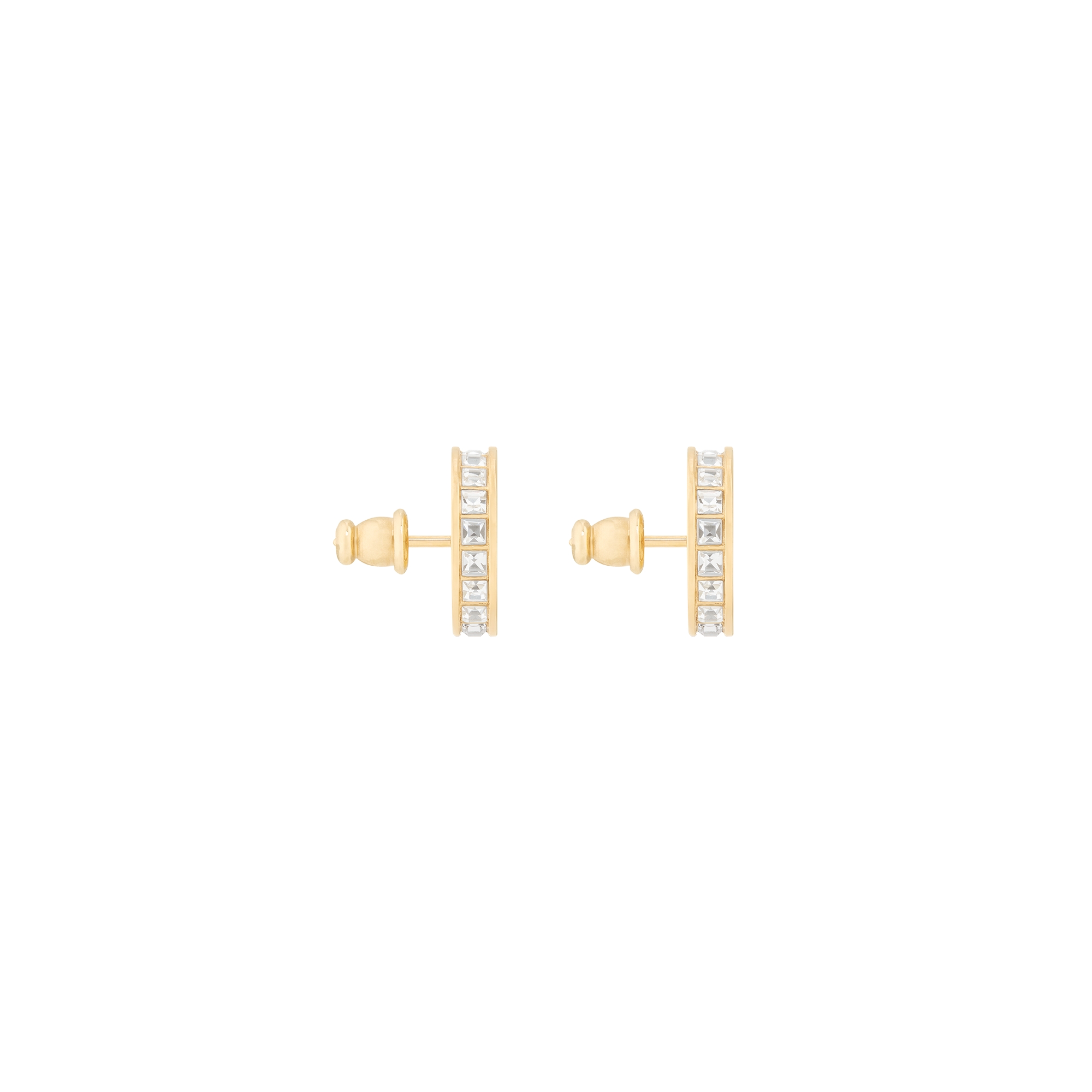 Dior Night Code Earrings Gold-Finish Metal, Sparkling Crystals and White Lacquer E02