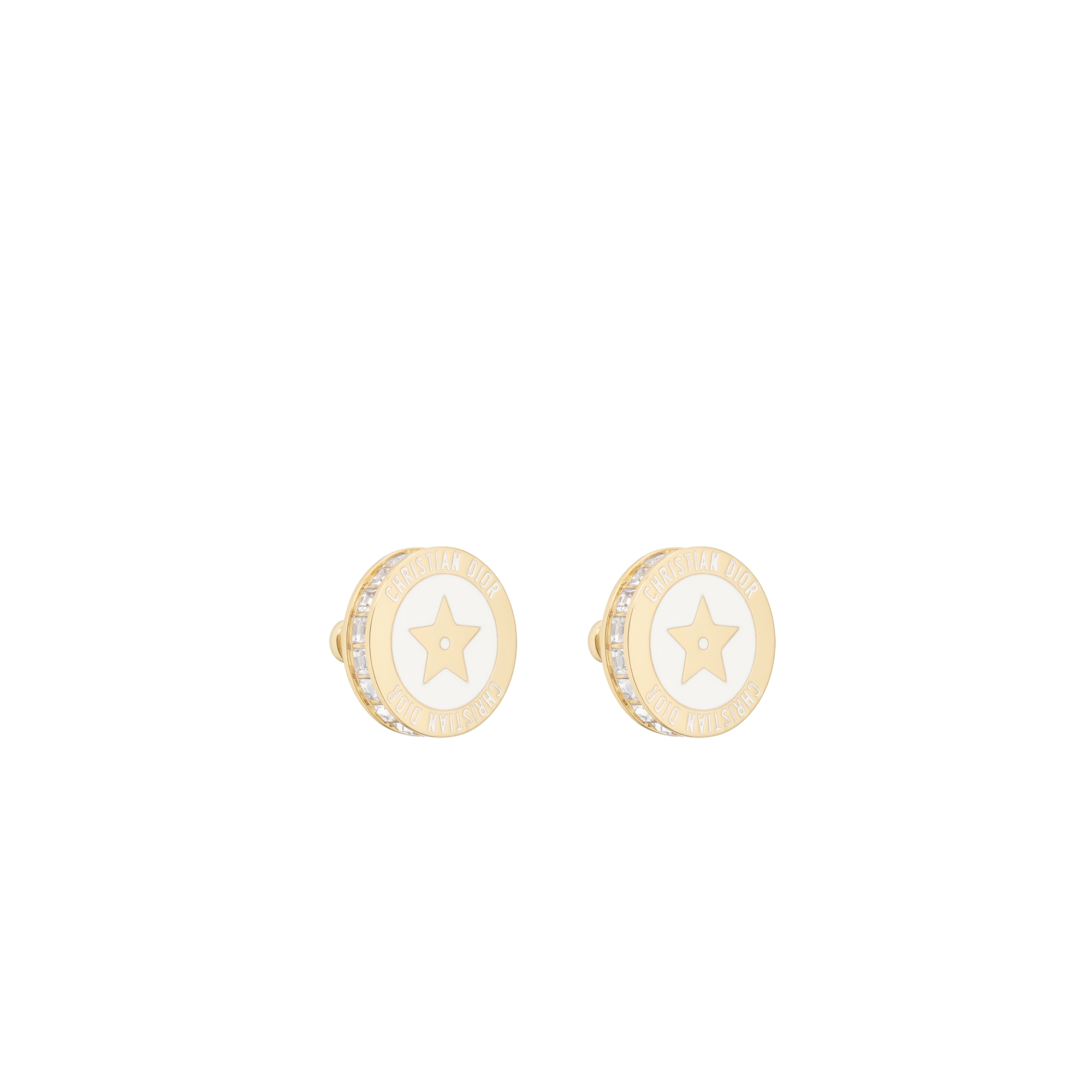 Dior Night Code Earrings Gold-Finish Metal, Sparkling Crystals and White Lacquer E03