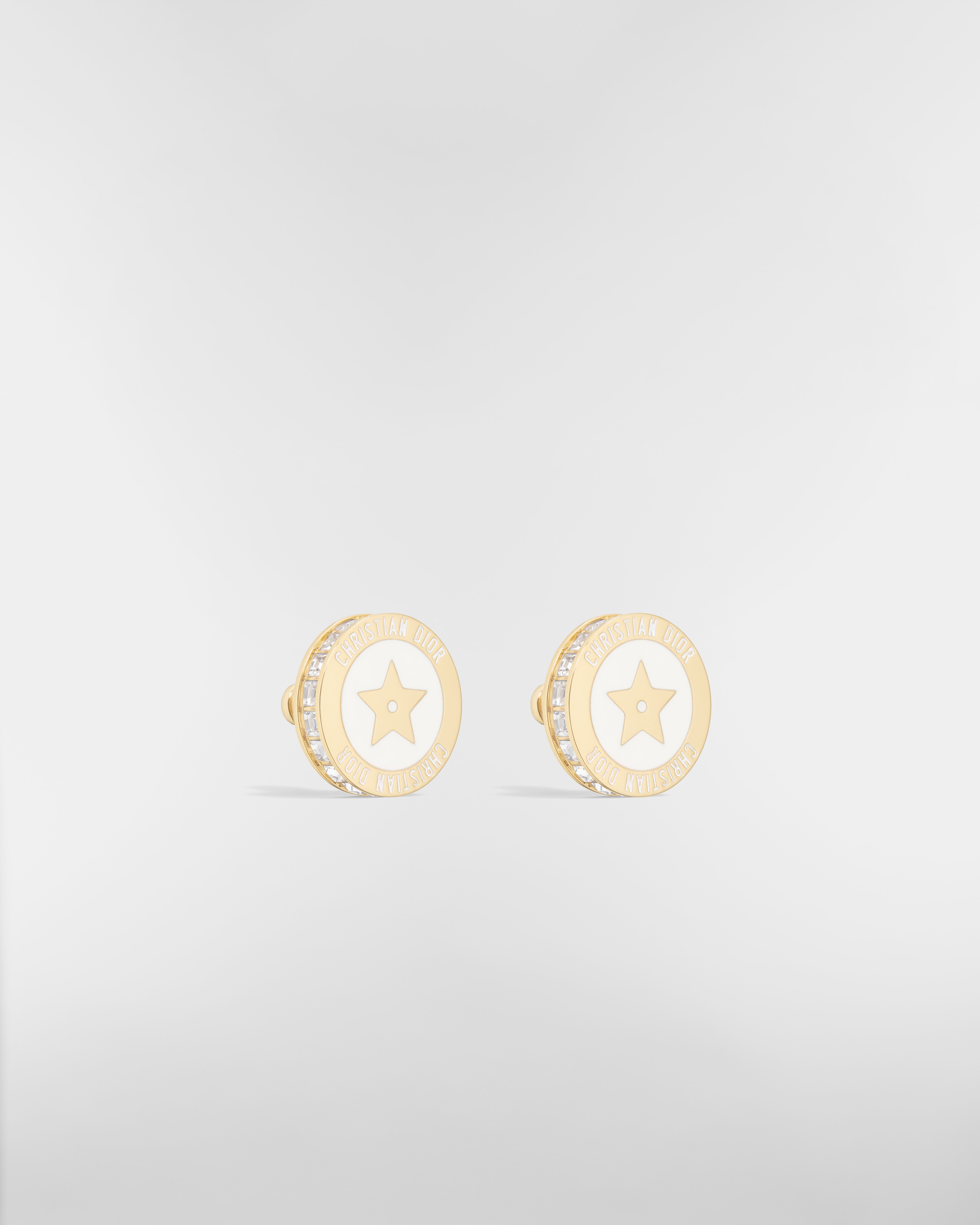 Orecchini Dior Night Code Metallo con finitura color oro, cristalli scintillanti e lacca bianca E03