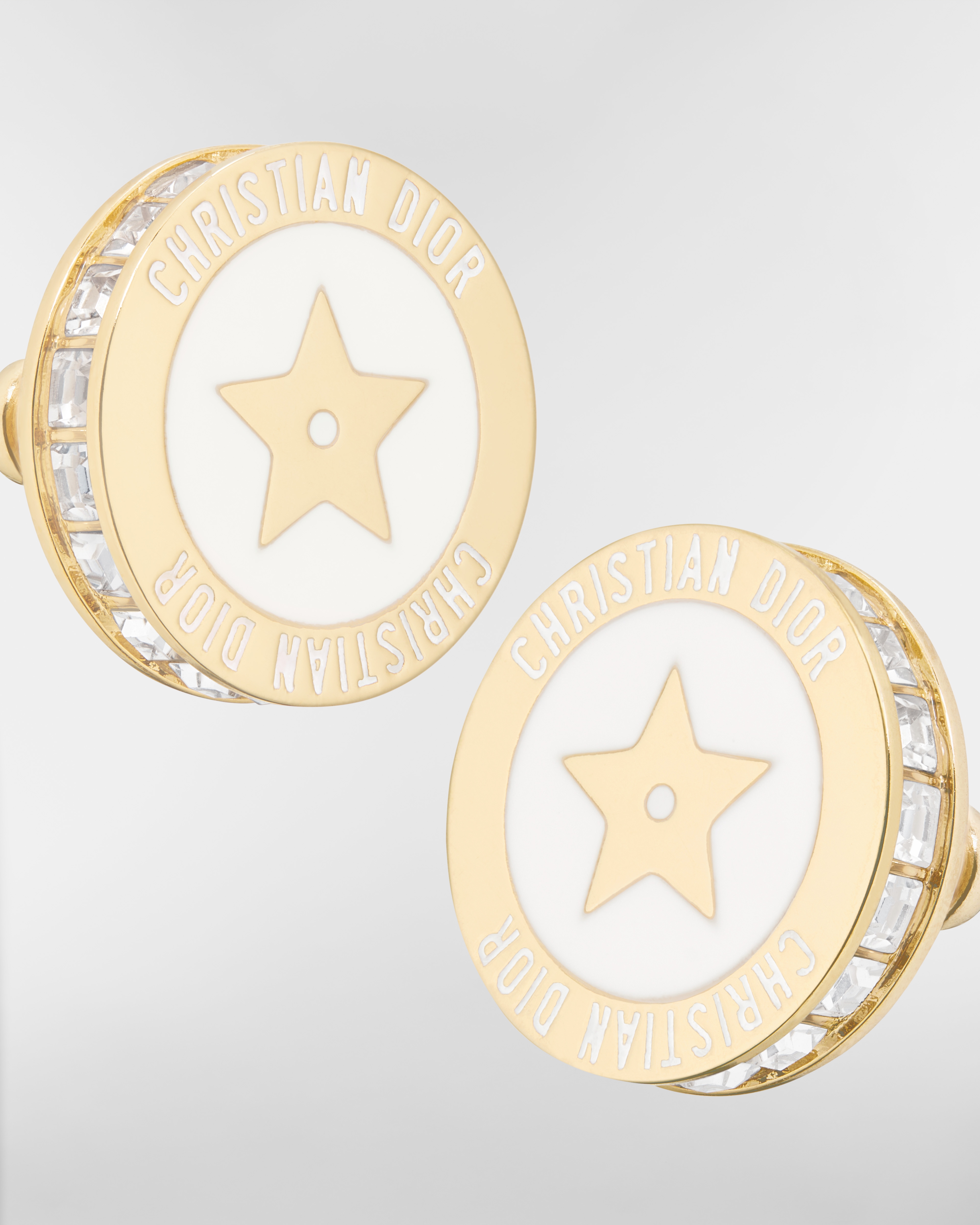 Orecchini Dior Night Code Metallo con finitura color oro, cristalli scintillanti e lacca bianca E09