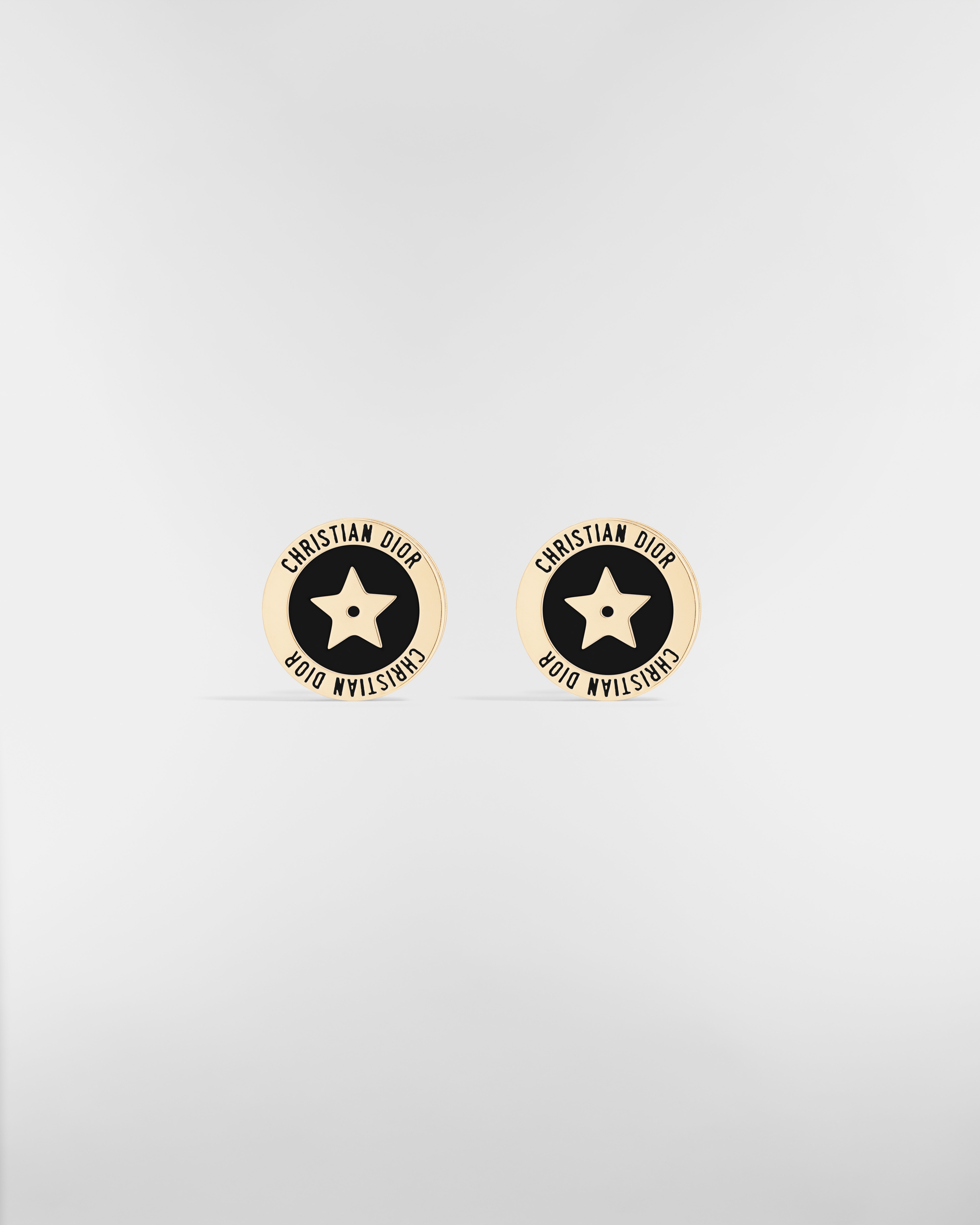 Dior Night Code Earrings Gold-Finish Metal, Sparkling Crystals and Black Lacquer E01
