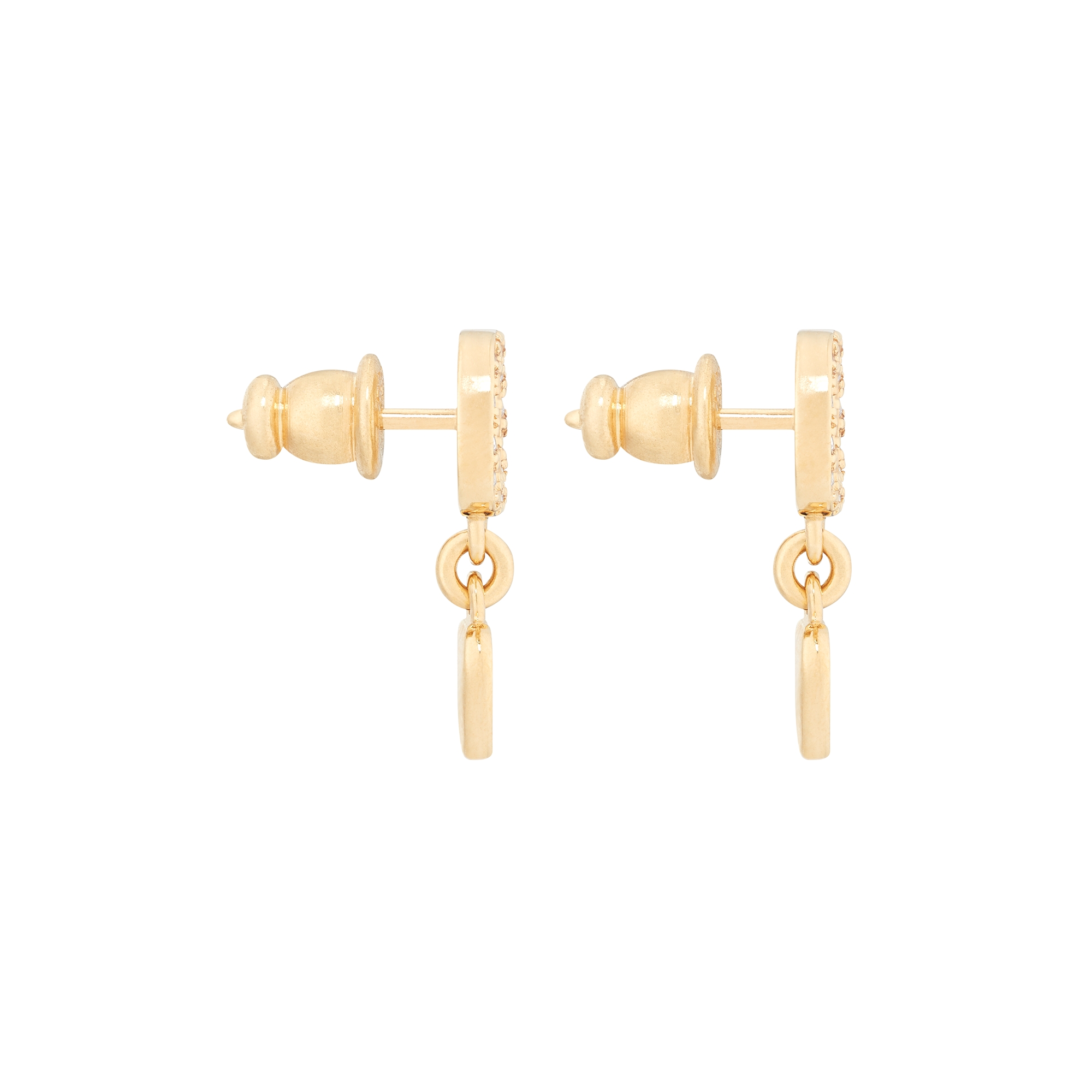 Dioramour Earrings Gold-Finish Metal, Silver-Tone Crystals and Macaron Pink Lacquer E02