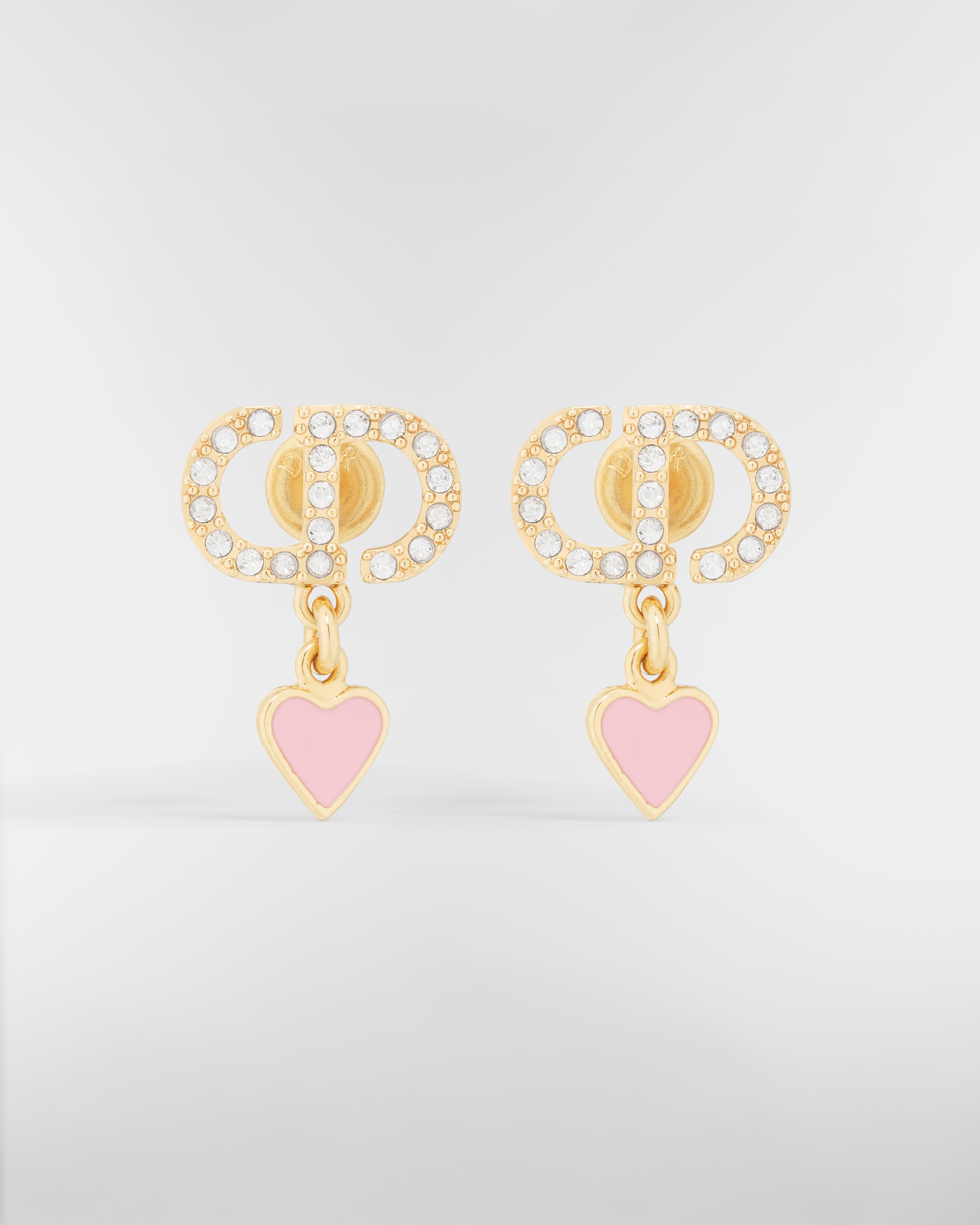 Dioramour 귀걸이 골드 피니시 메탈 & 실버 톤 크리스탈, 마카롱 핑크 래커 E01