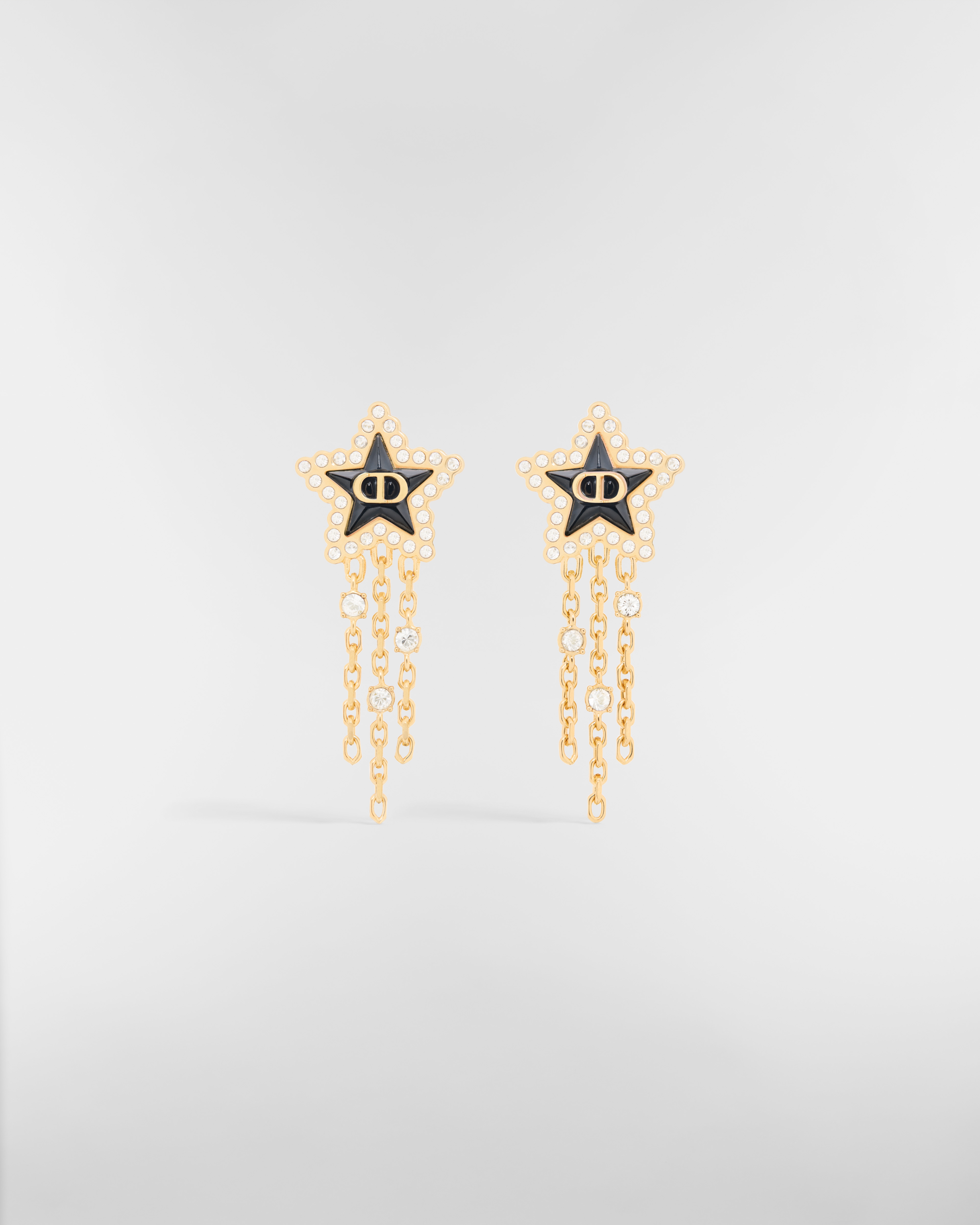 Petit CD Lucky Baroque 귀걸이 골드 피니시 메탈 & 실버 톤 크리스탈, 딥 오션 블루 글라스 E01