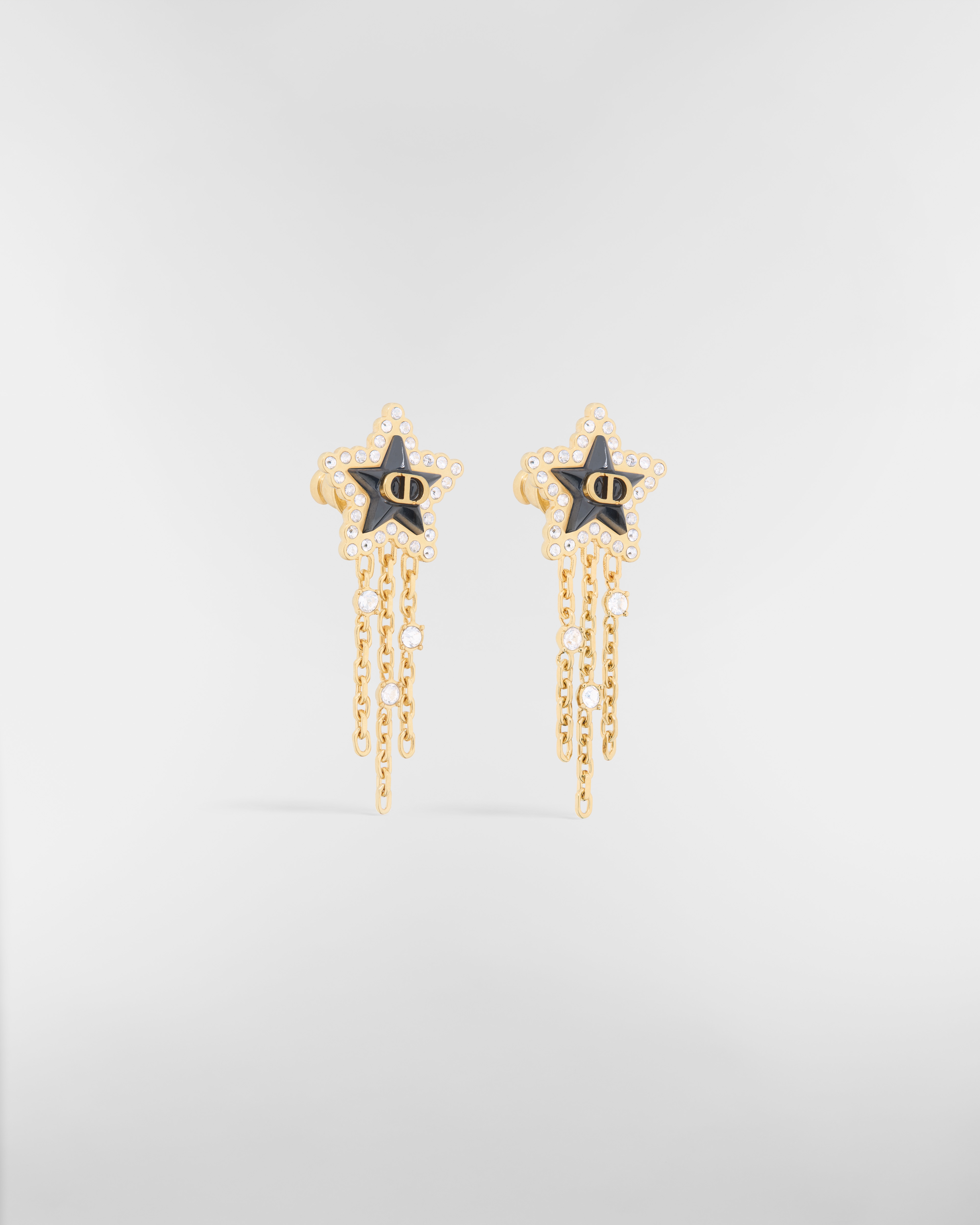 Petit CD Lucky Baroque-oorbellen Metaal met goudkleurige afwerking, zilverkleurige kristallen en diep oceaanblauw glas E03