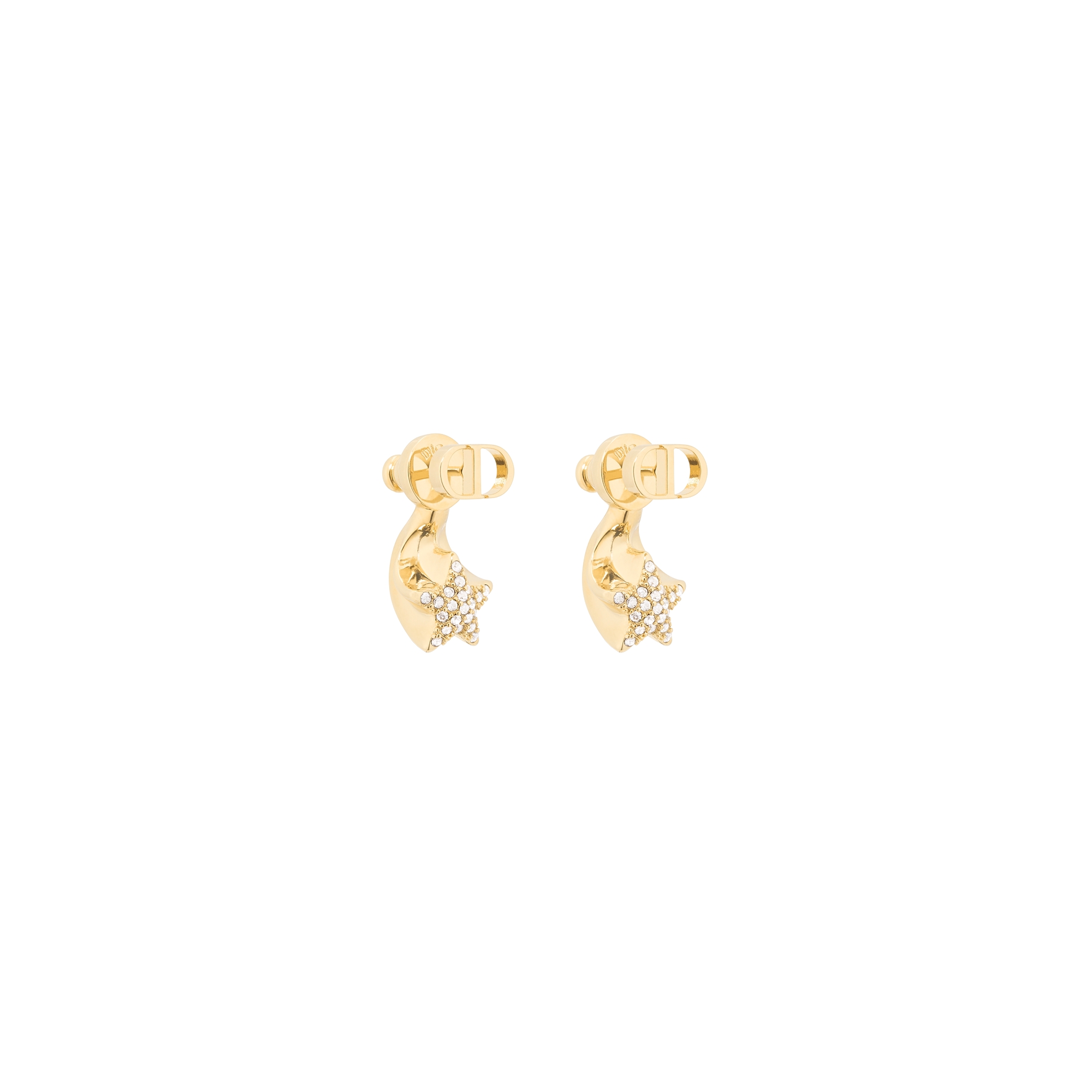 Dior Star Earrings Gold-Finish Metal and Silver-Tone Crystals E03