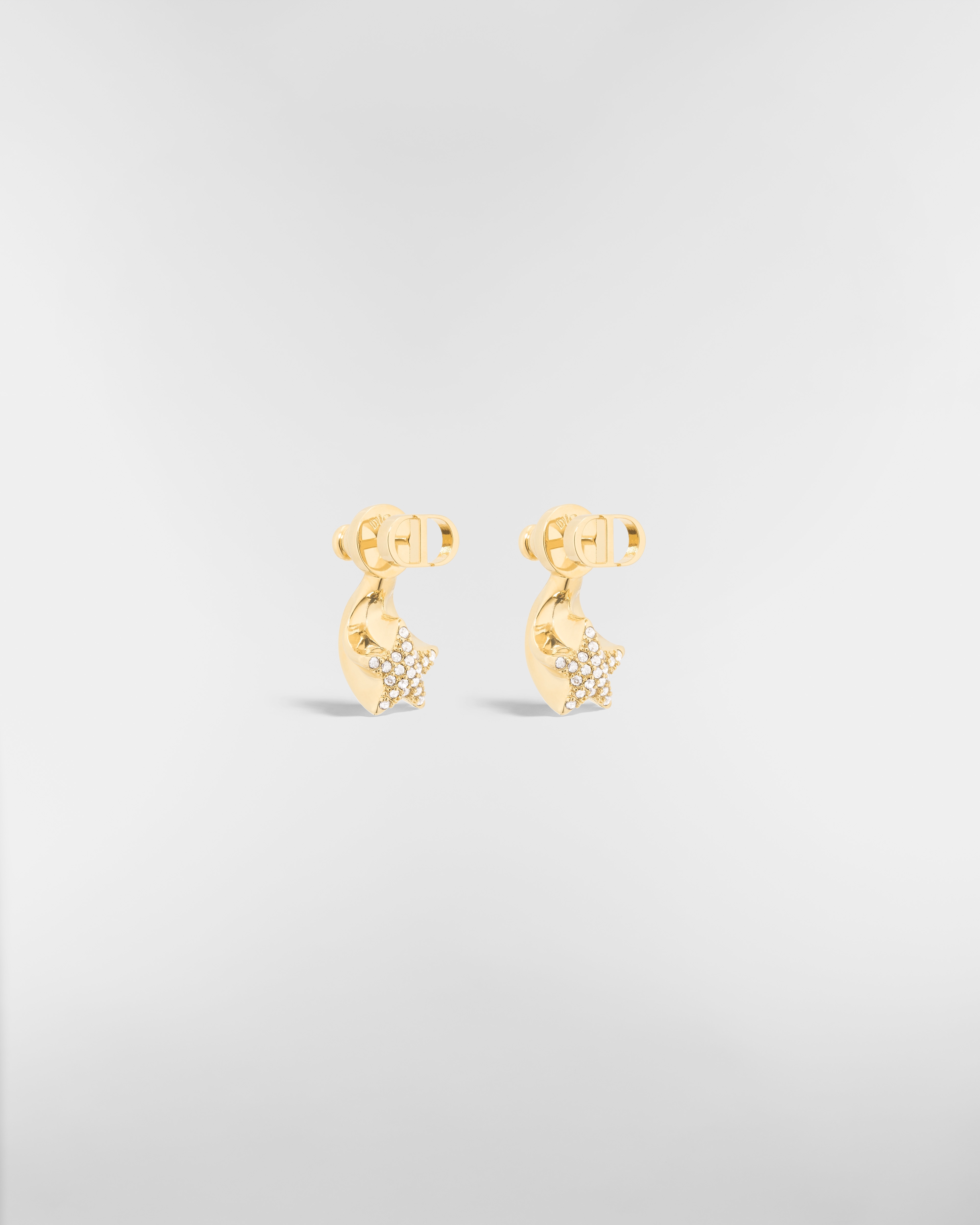 Dior Star-oorbellen Metaal met goudkleurige afwerking en zilverkleurige kristallen E03