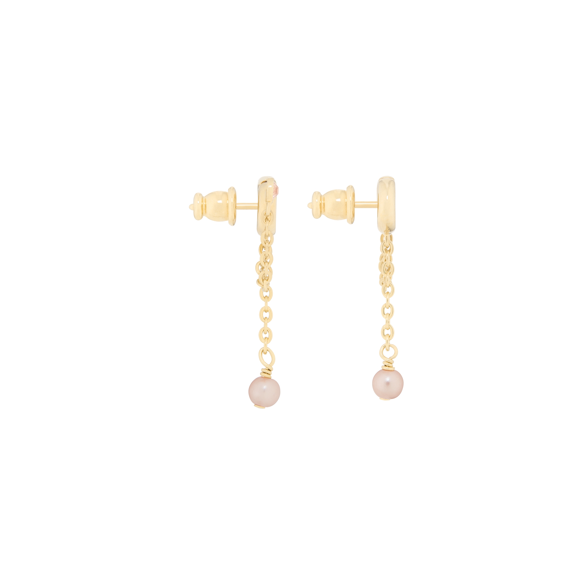 CD Navy Earrings Pink-Finish Metal with Iridescent Pink Resin Pearls and Pink Crystals E02
