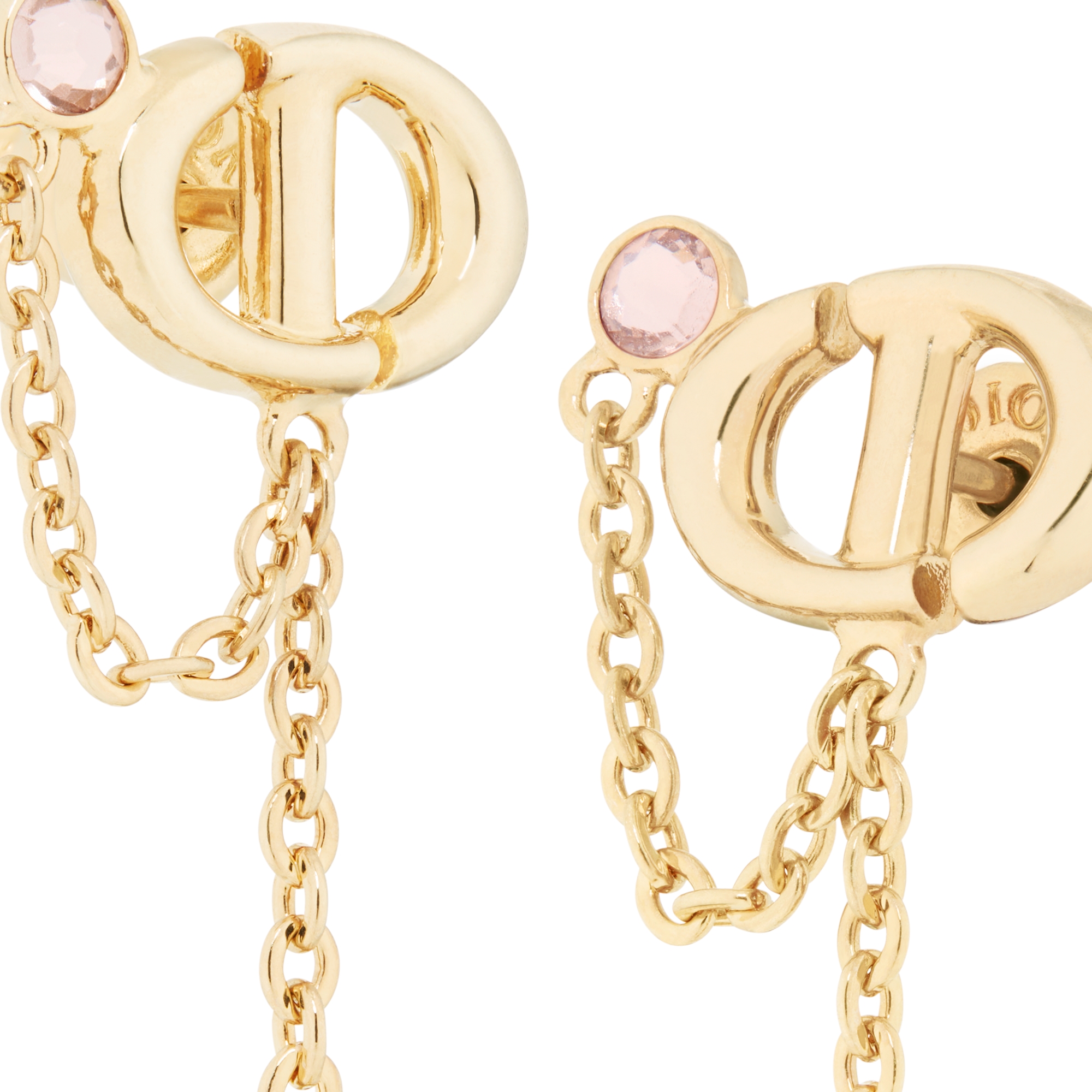 CD Navy Earrings Pink-Finish Metal with Iridescent Pink Resin Pearls and Pink Crystals E09