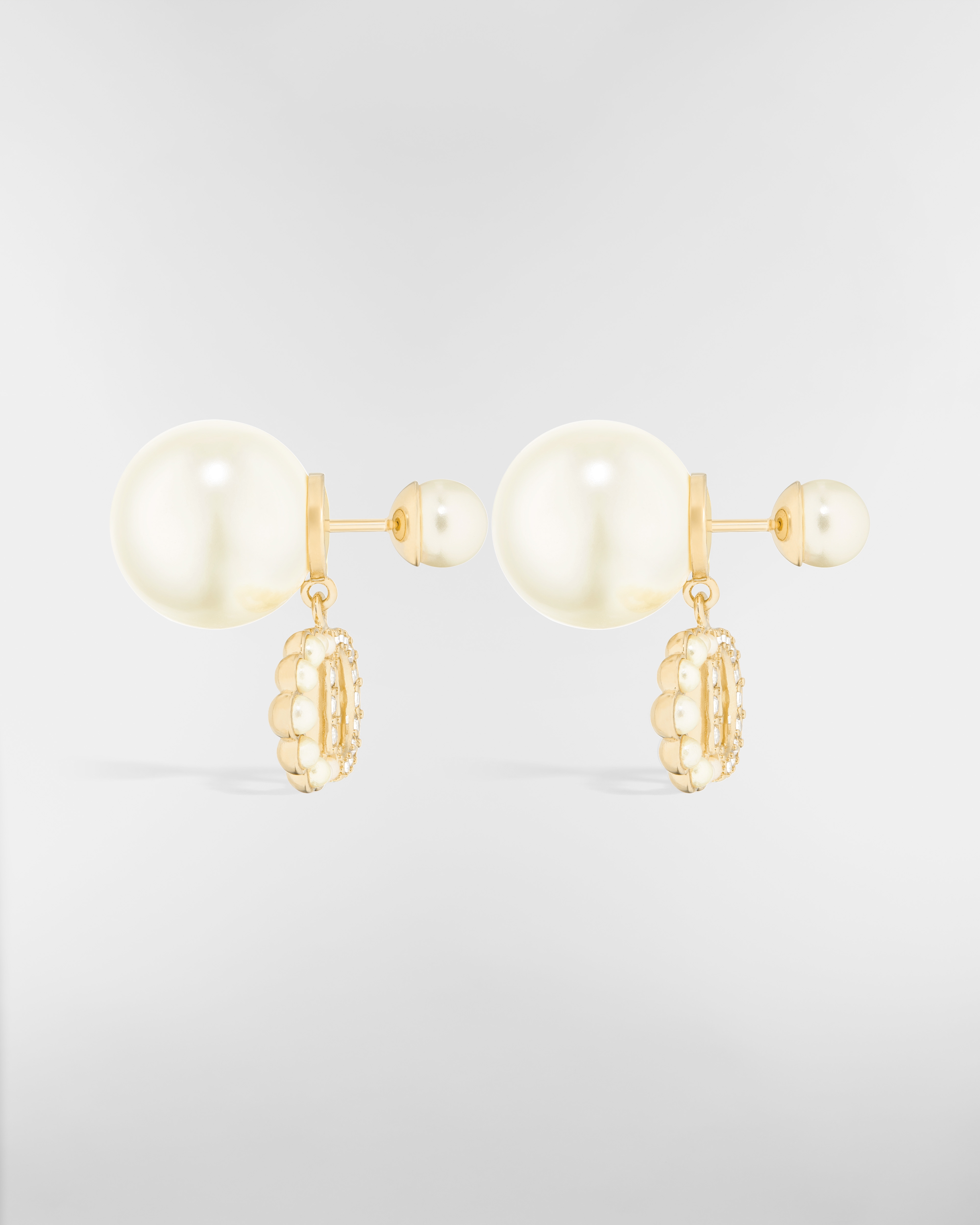 Dior Tribales Earrings Gold-Finish Metal, White Resin Pearls and Sparkling Crystals E02