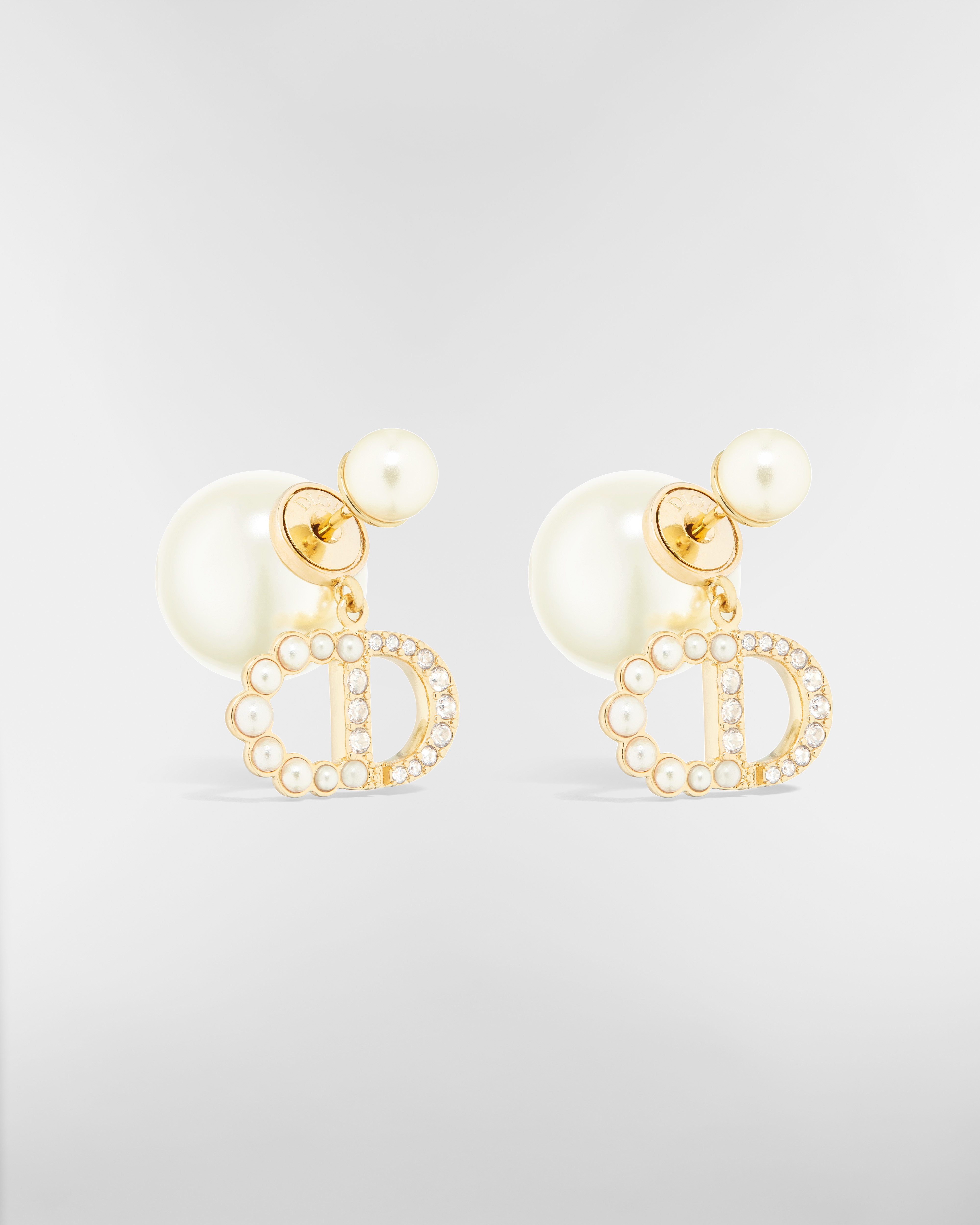Dior Tribales Earrings Gold-Finish Metal, White Resin Pearls and Sparkling Crystals E03