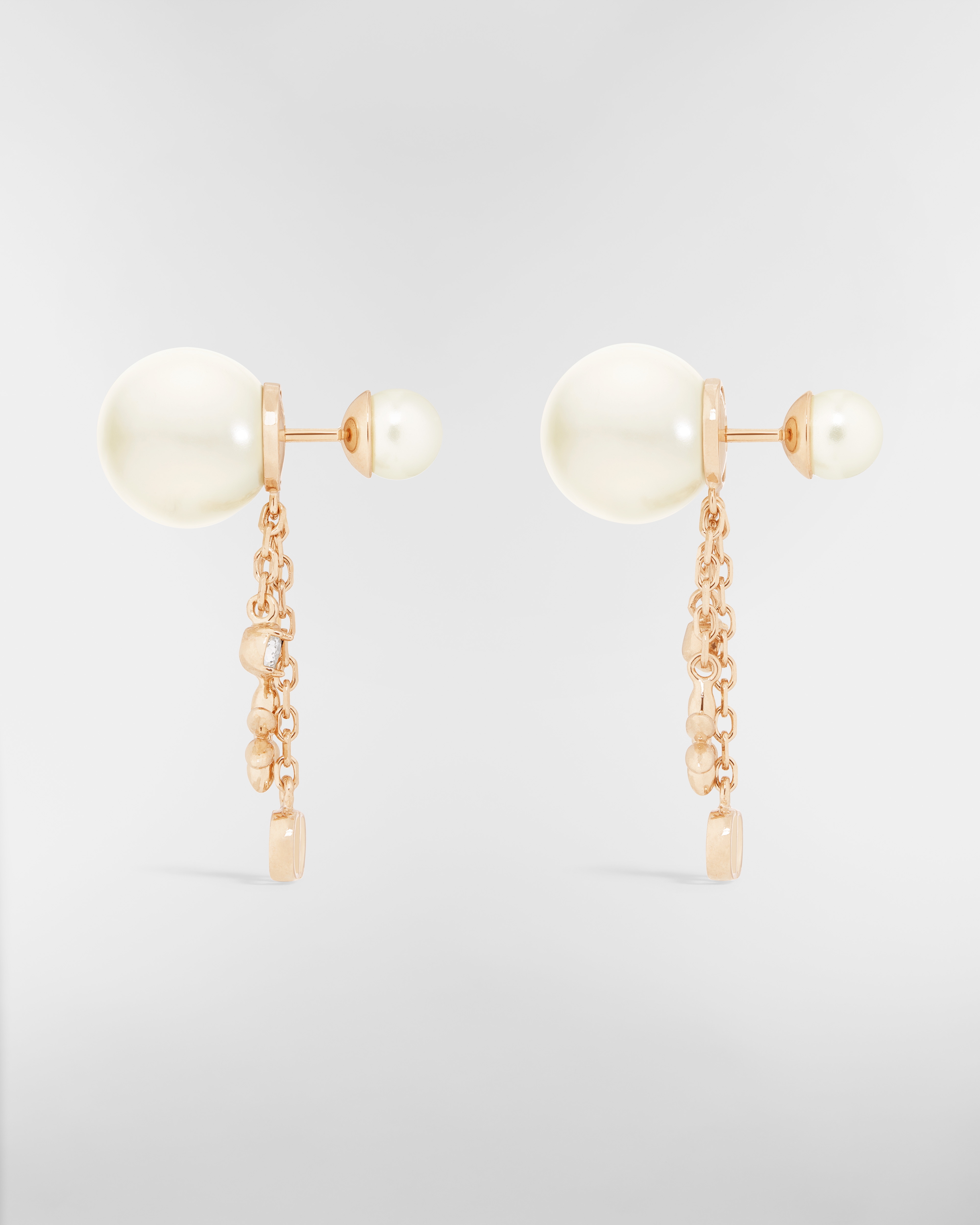 Dior Tribales Earrings Pale Gold-Finish Metal, White Resin Pearls and Silver-Tone Crystals E02