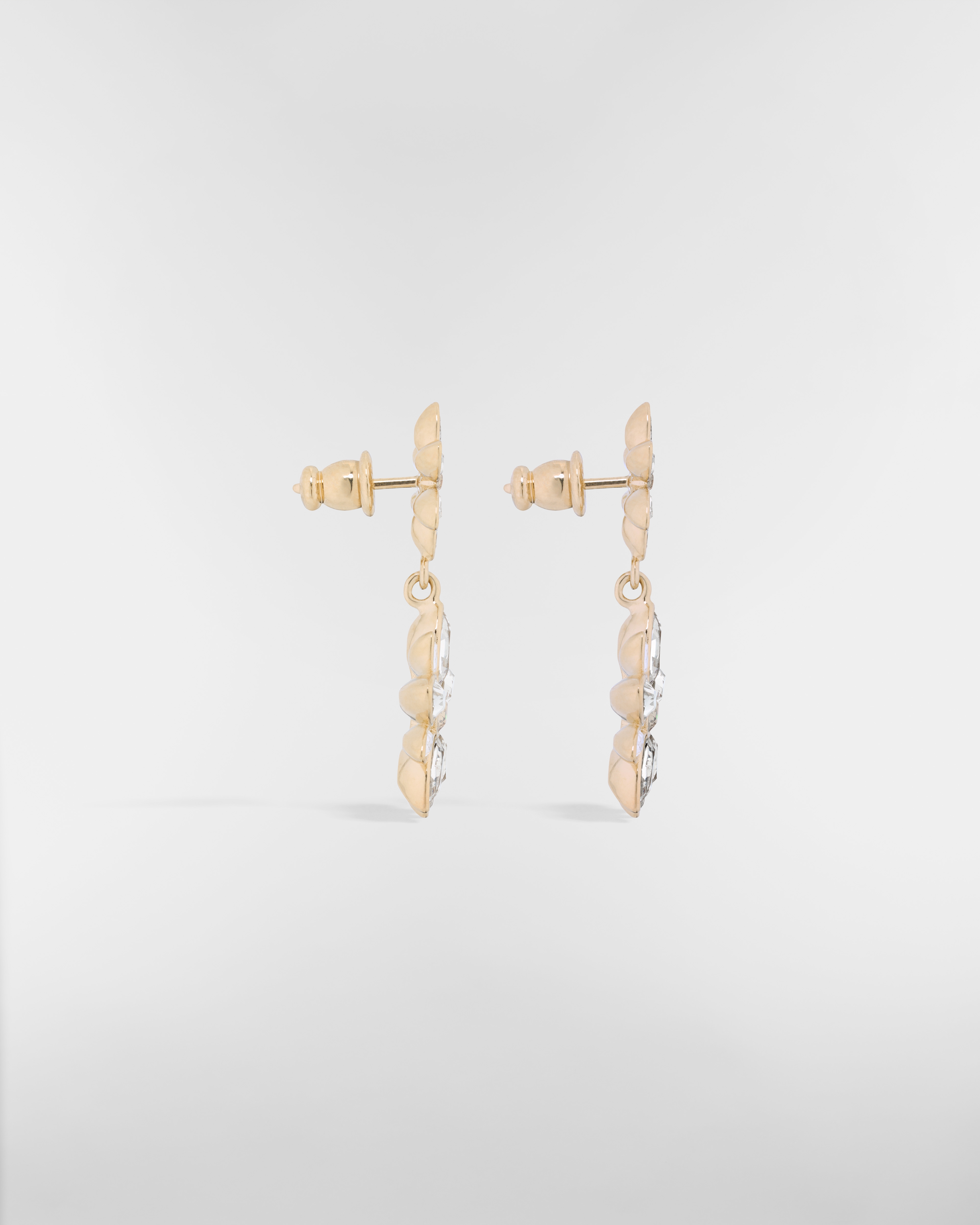 Fleur de Glace Earrings Pale Gold-Finish Metal with Gold- and Silver-Tone Crystals E02