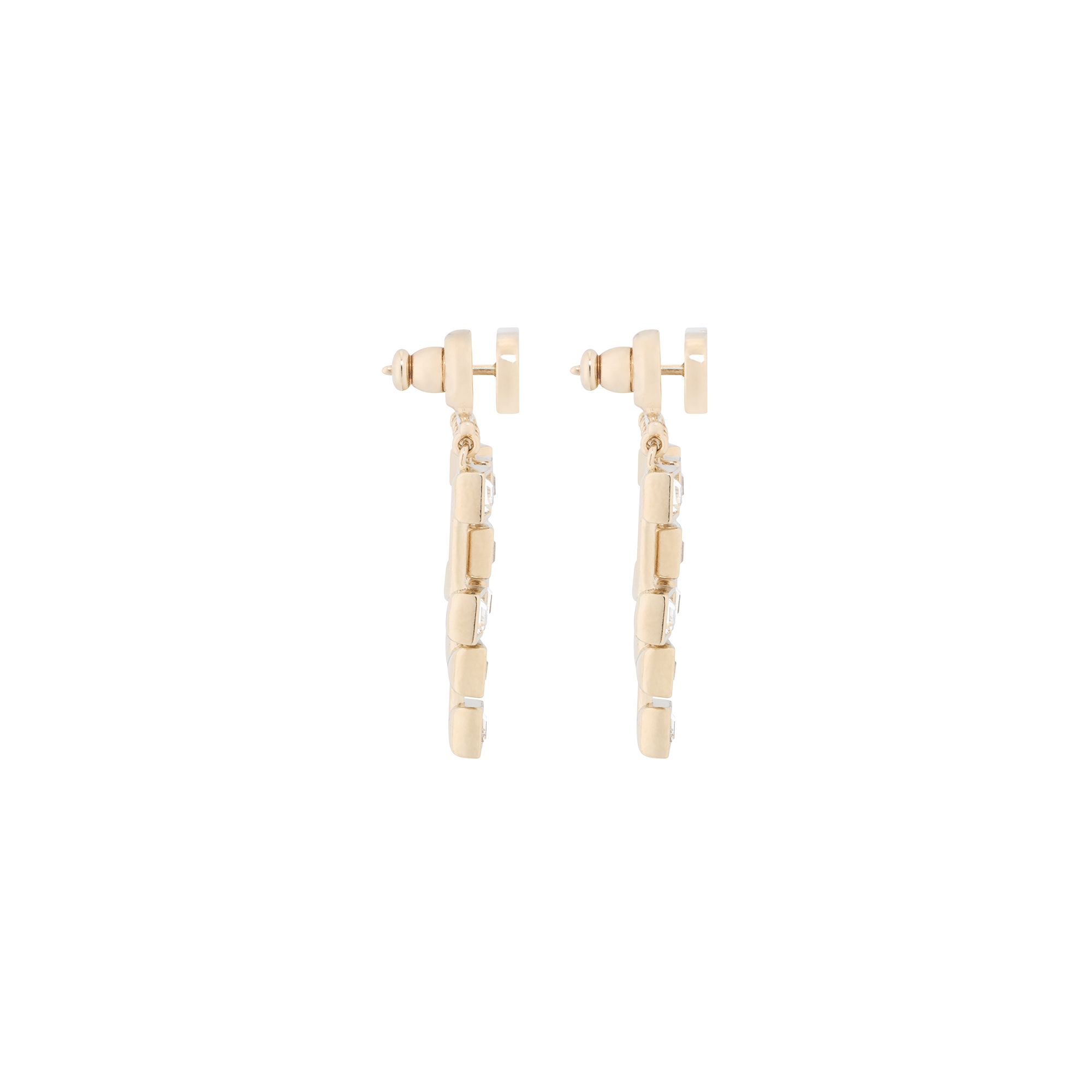 Dior Deco Earrings Pale Gold-Finish Metal and White Crystals E02