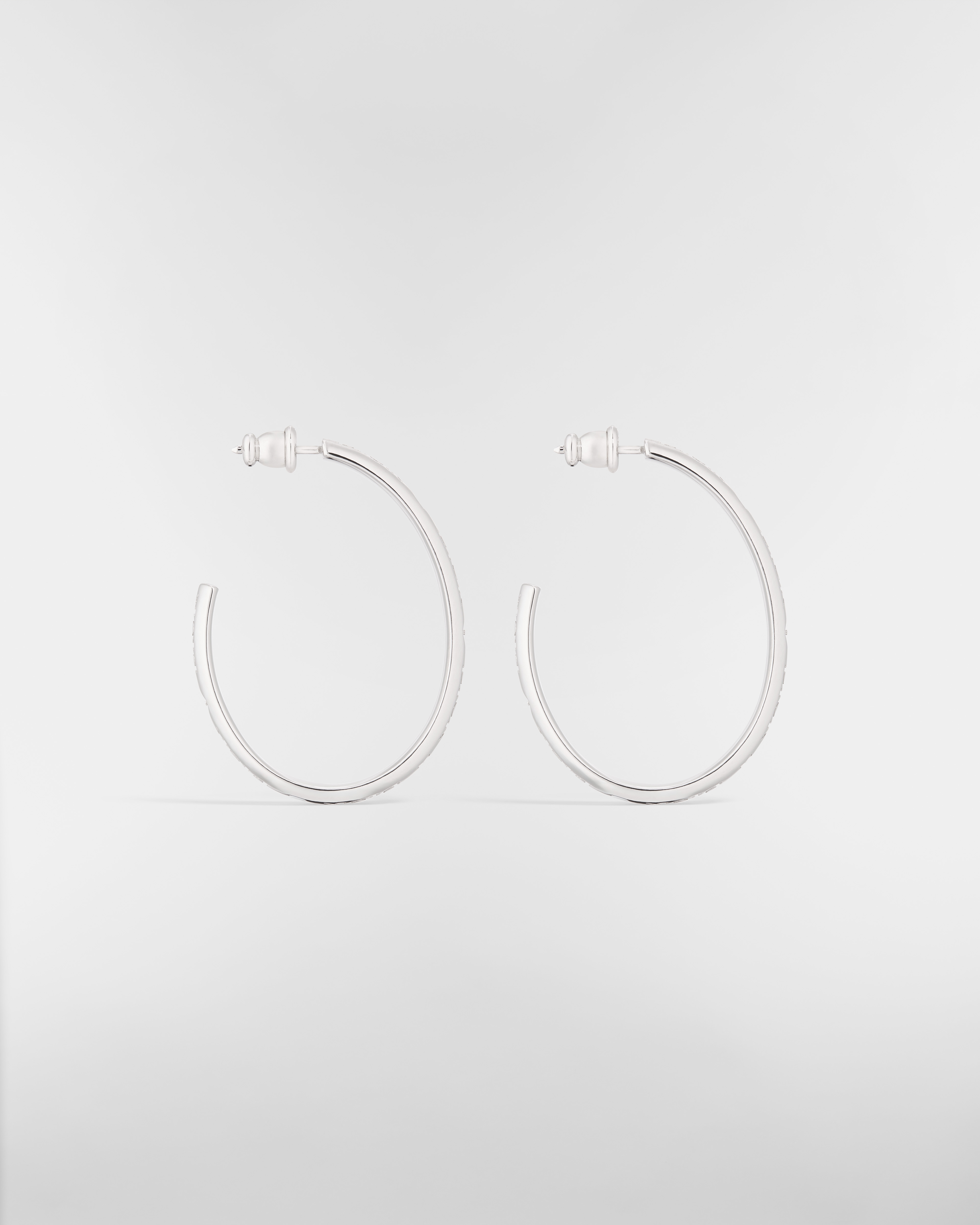 Dior Trésor Hoop Earrings Silver-Finish Metal E02