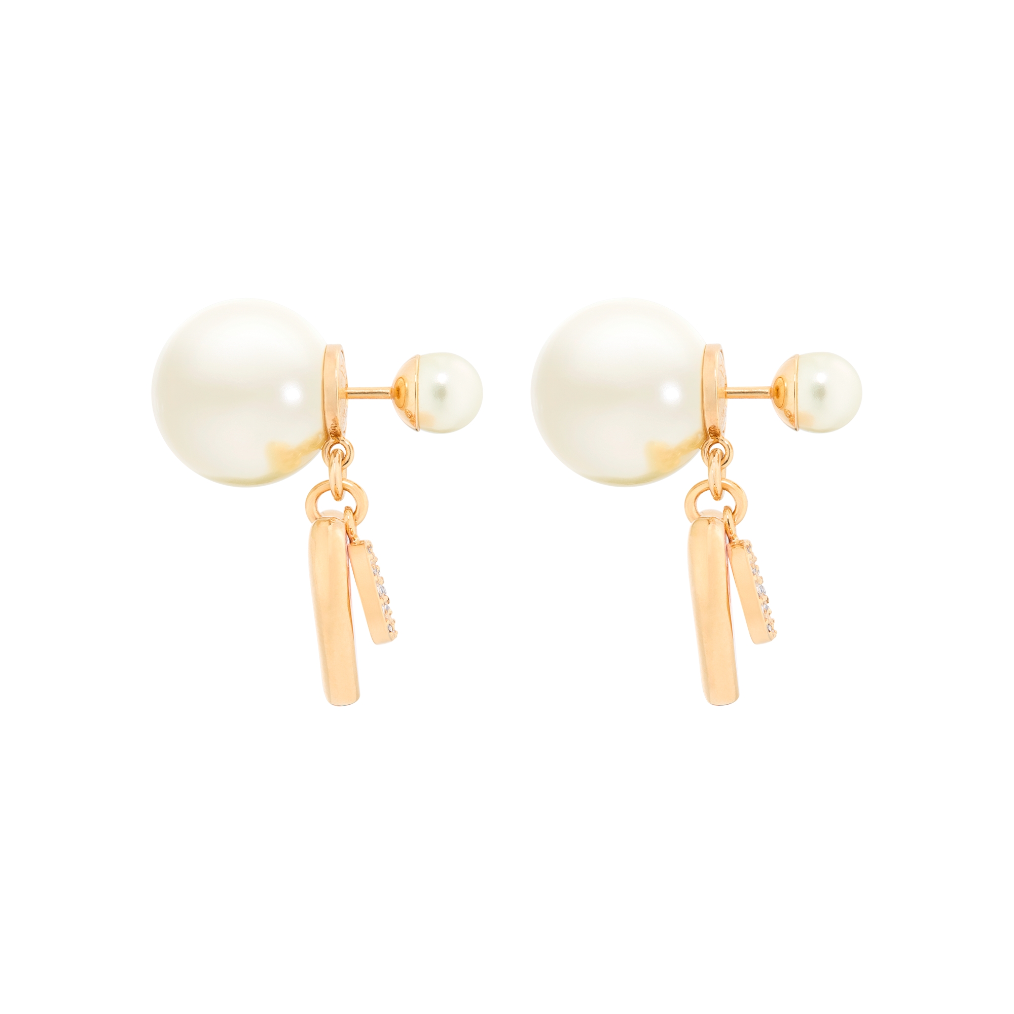 Dioramour Dior Tribales Earrings Gold-Finish Metal, White Resin Pearls, Silver-Tone Crystals and Macaron Pink Lacquer E02