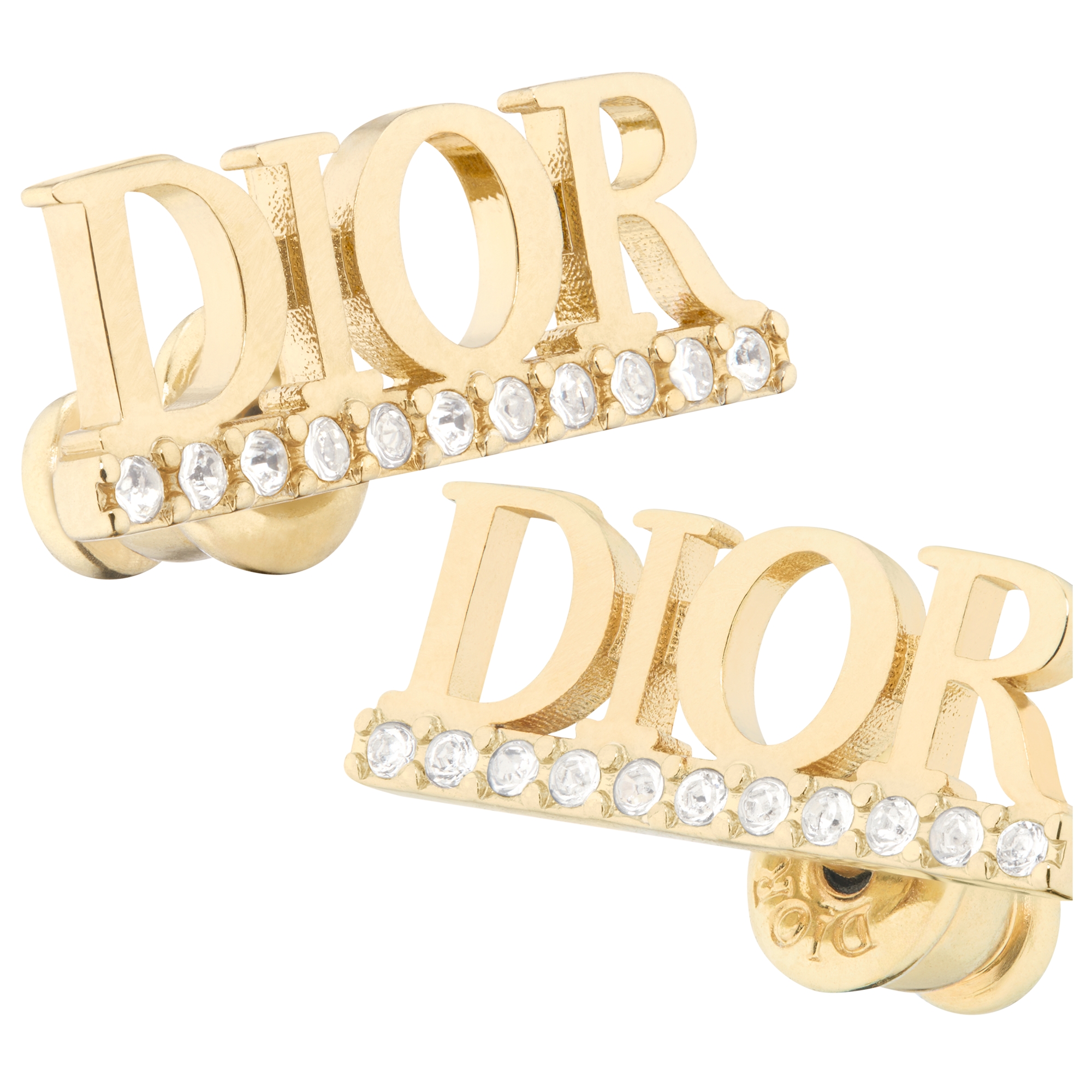 Dio(r)evolution Stud Earrings Gold-Finish Metal and Silver-Tone Crystals E09