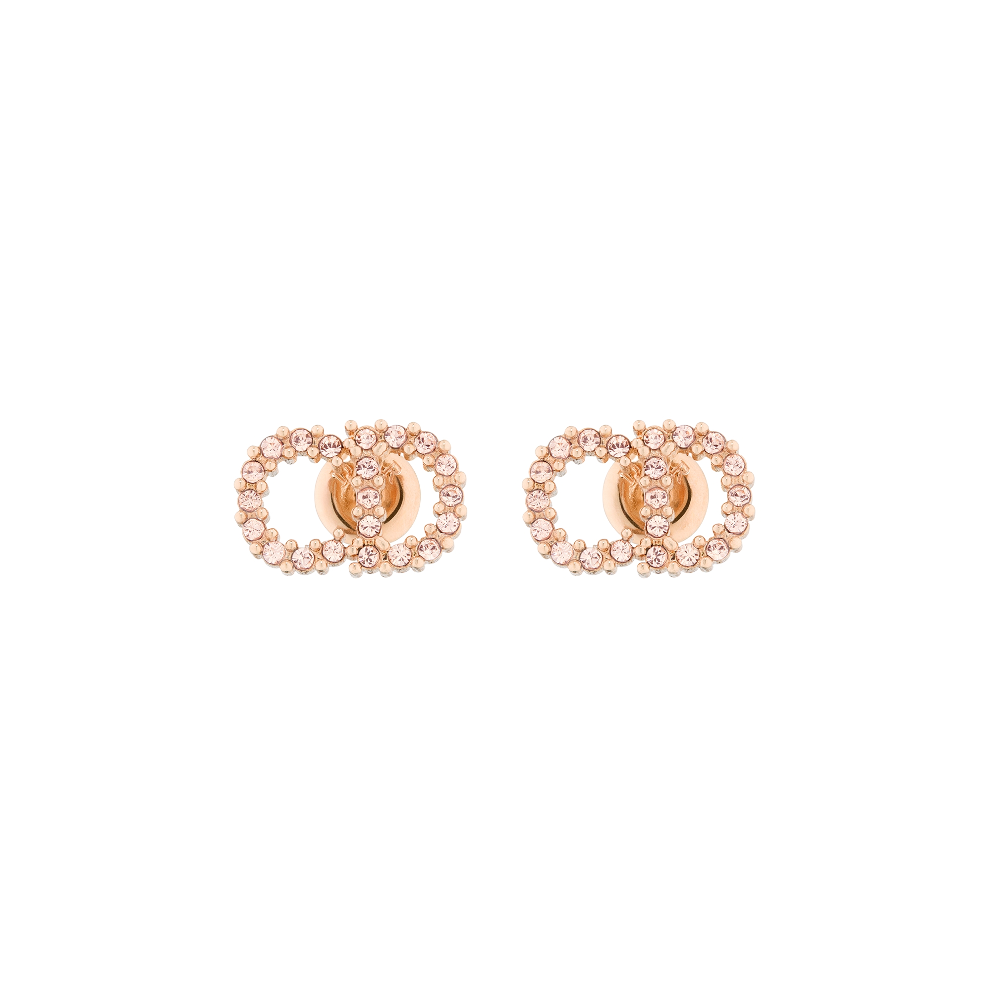 Clair D Lune Stud Earrings Pink-Finish Metal and Pink Crystals E01