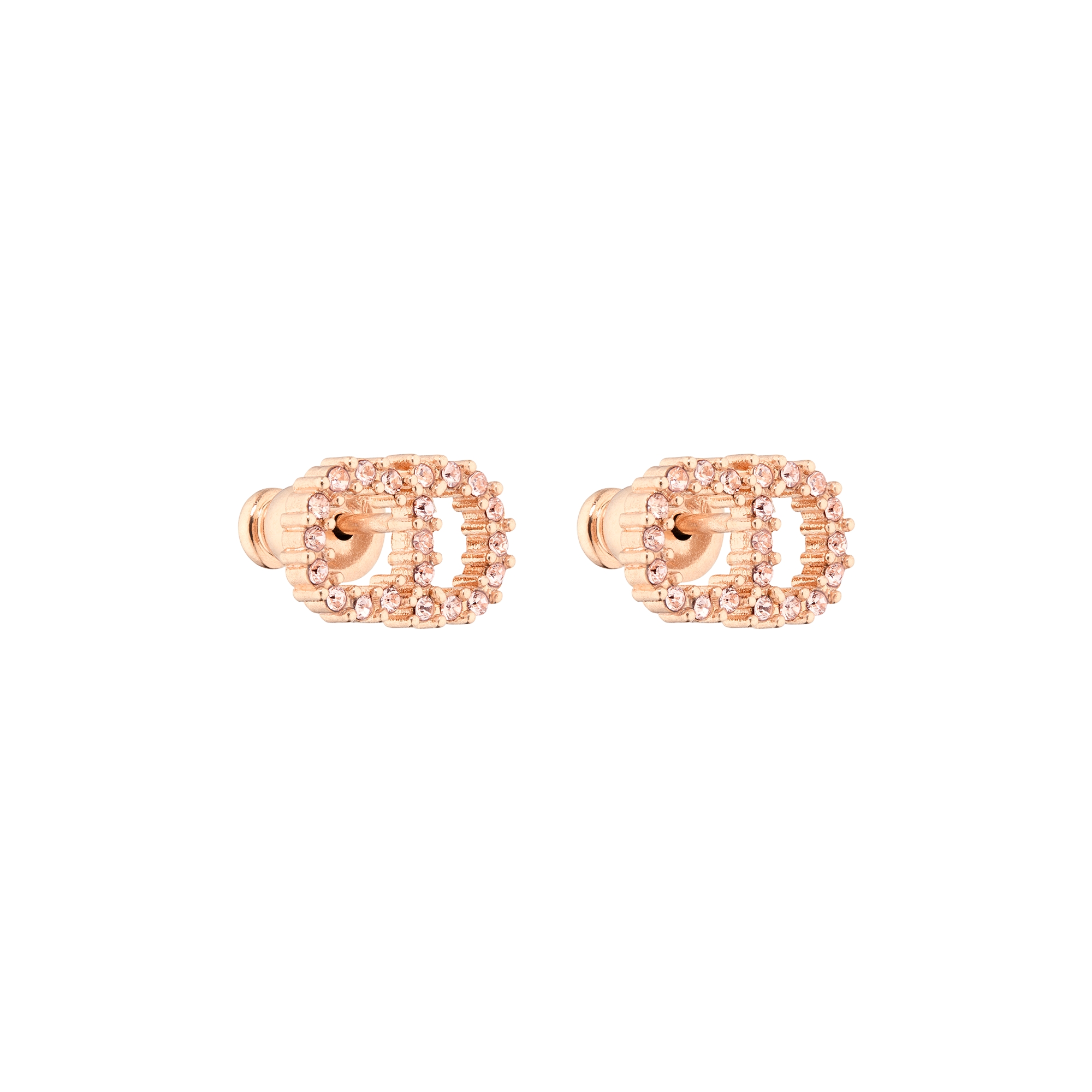 Clair D Lune Stud Earrings Pink-Finish Metal and Pink Crystals E03