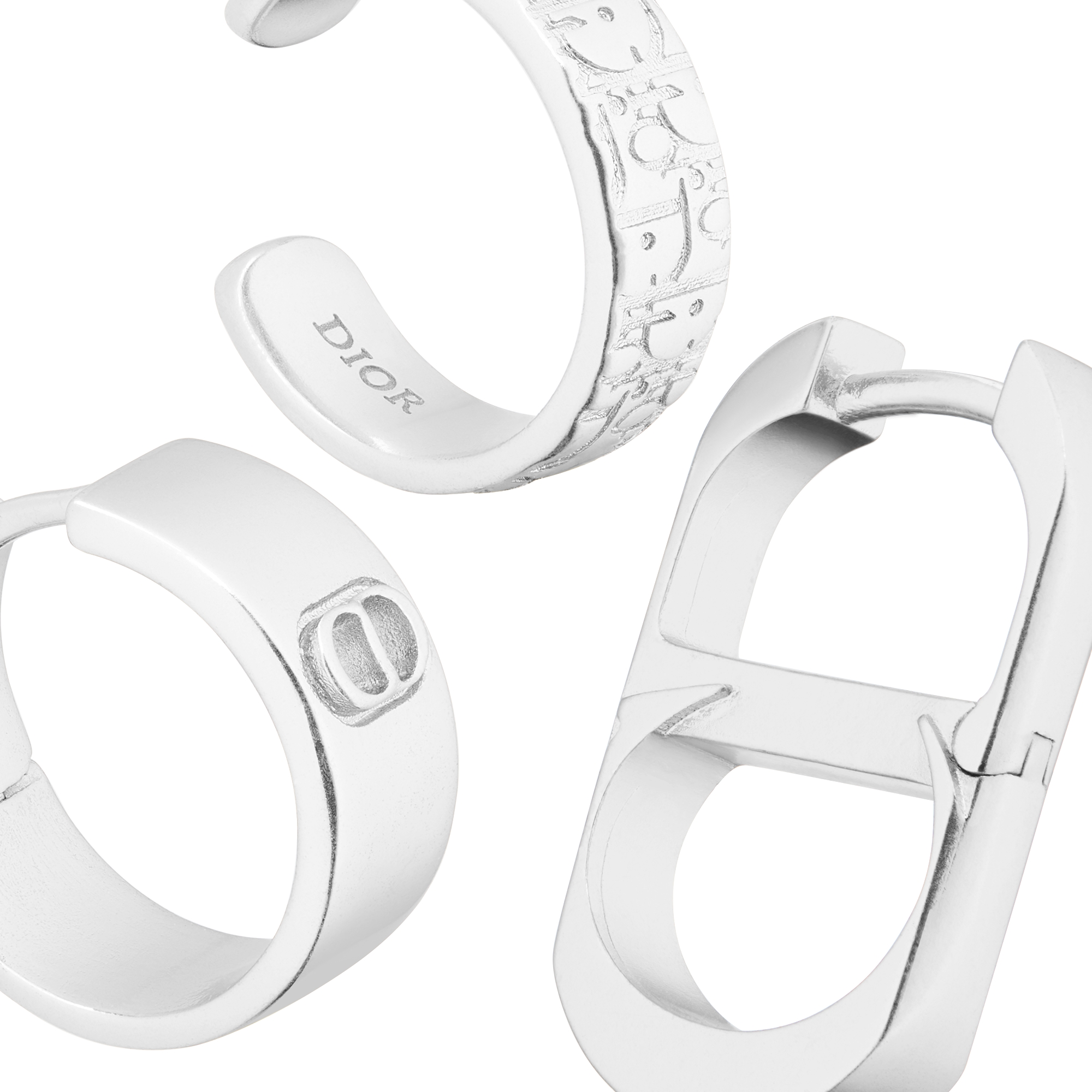 Dior Oblique 耳環組 銀色飾面黃銅 E09