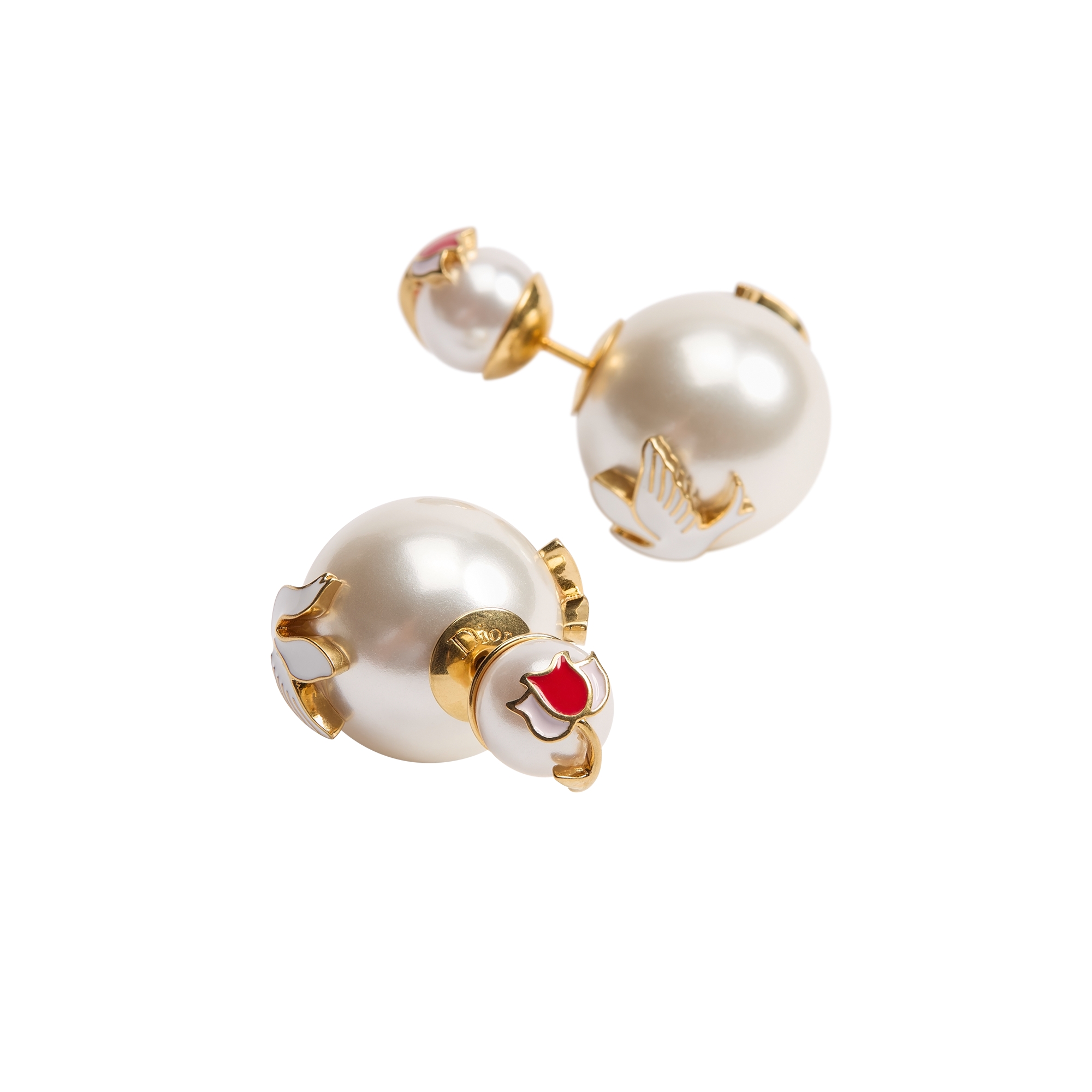 Dioramour Dior Tribales Earrings Gold-Finish Metal, White Resin Pearls and Multicolor Lacquer E06