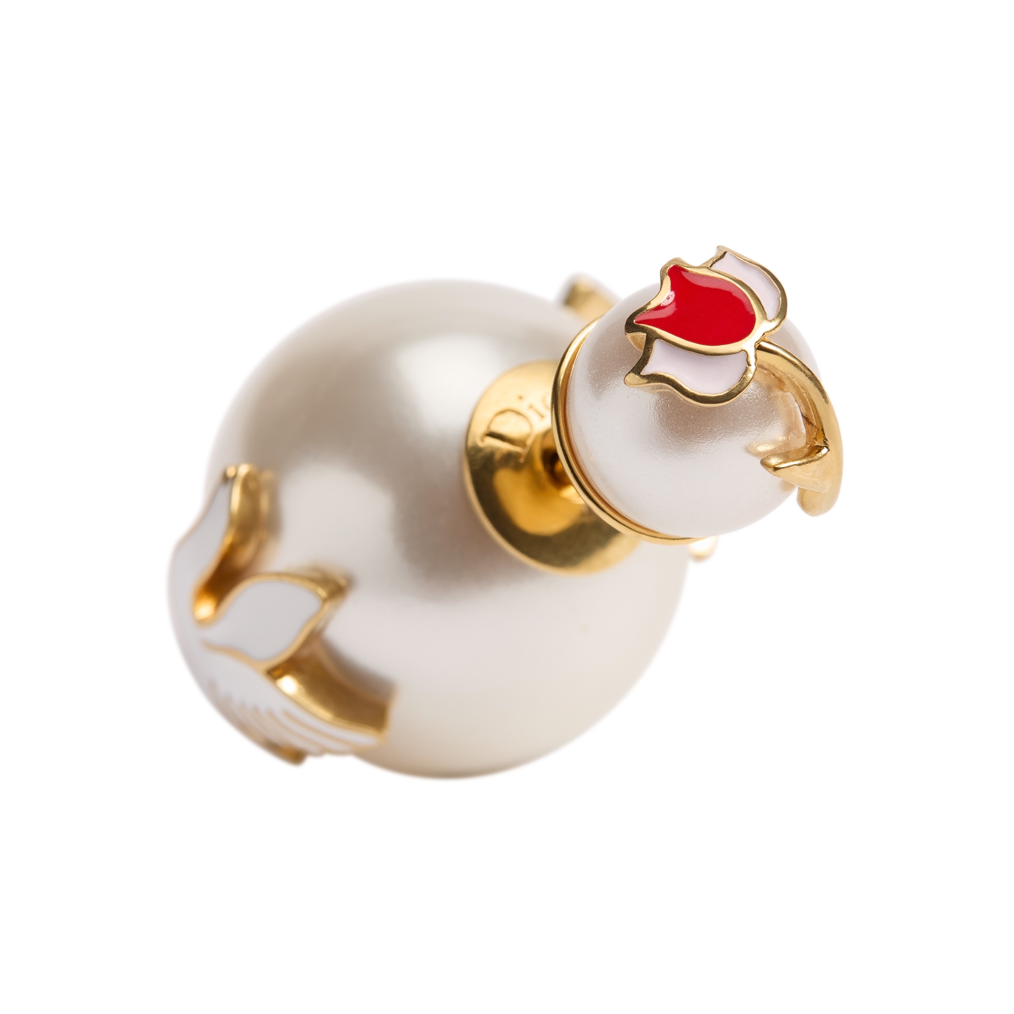 Dioramour Dior Tribales Earrings Gold-Finish Metal, White Resin Pearls and Multicolor Lacquer E09