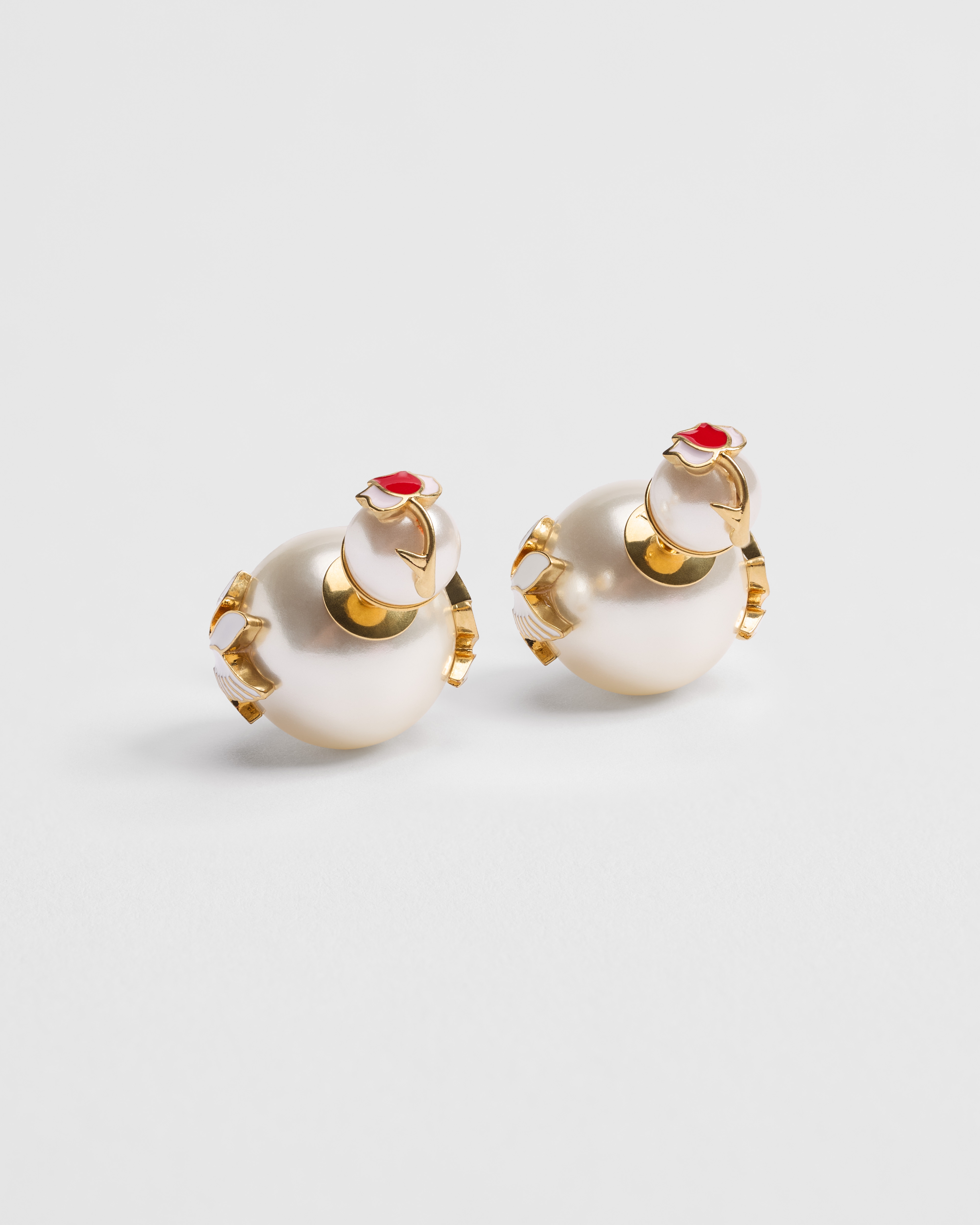 Dioramour Dior Tribales Earrings Gold-Finish Metal, White Resin Pearls and Multicolor Lacquer E03