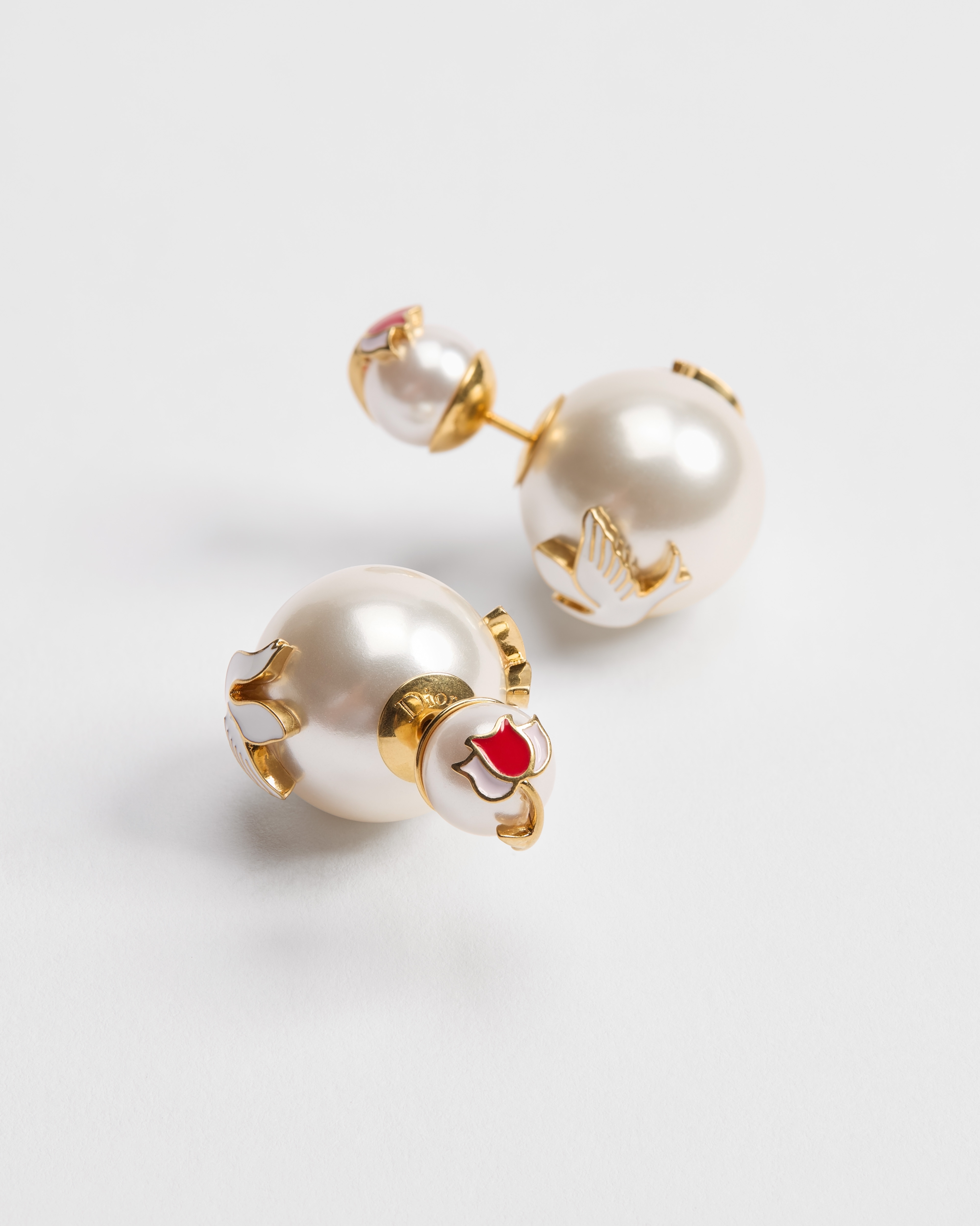 Dioramour Dior Tribales Earrings Gold-Finish Metal, White Resin Pearls and Multicolor Lacquer E06