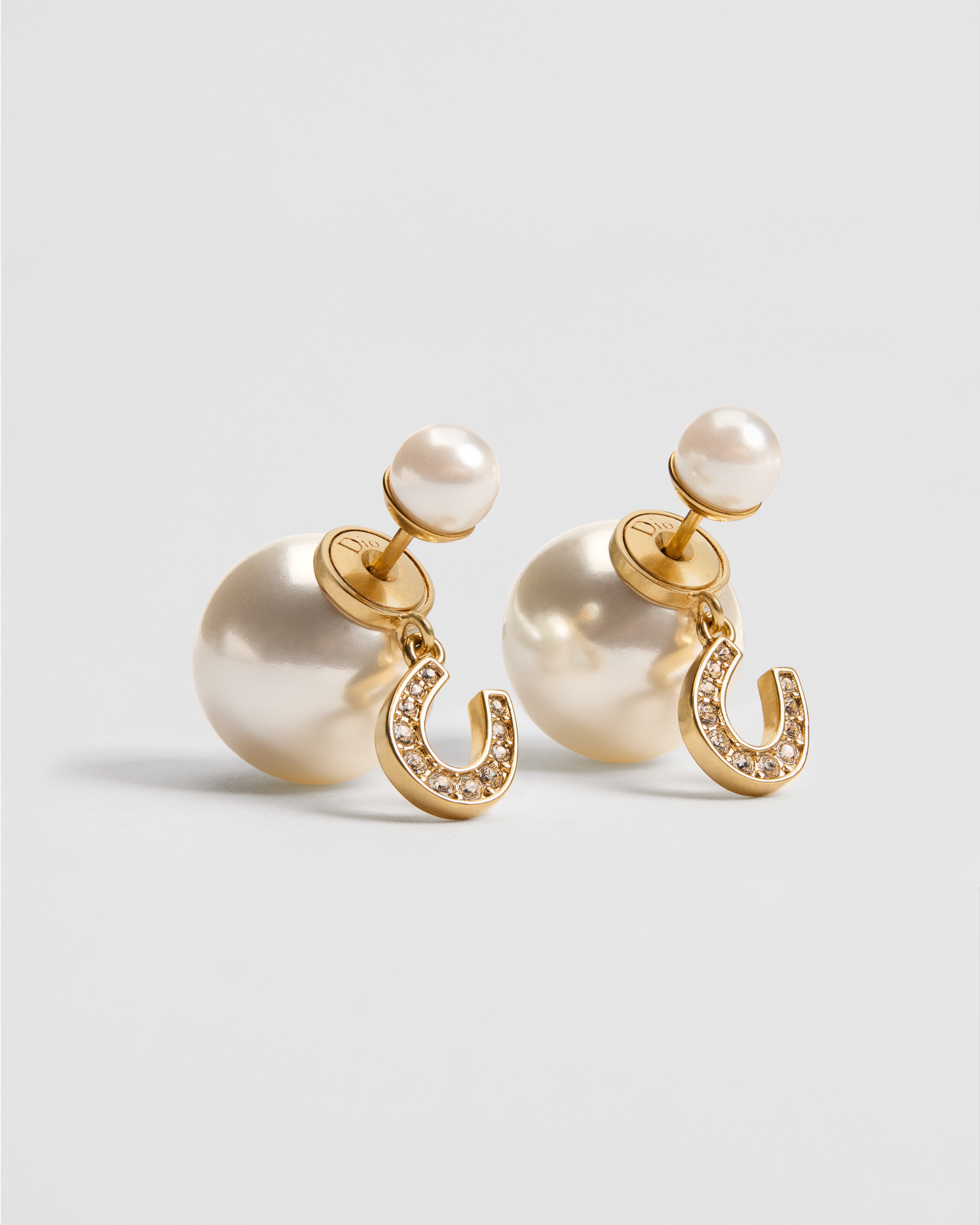 Lucky Dior – Dior Tribales Earrings Gold-Finish Metal, White Resin Pearls and White Crystals E01