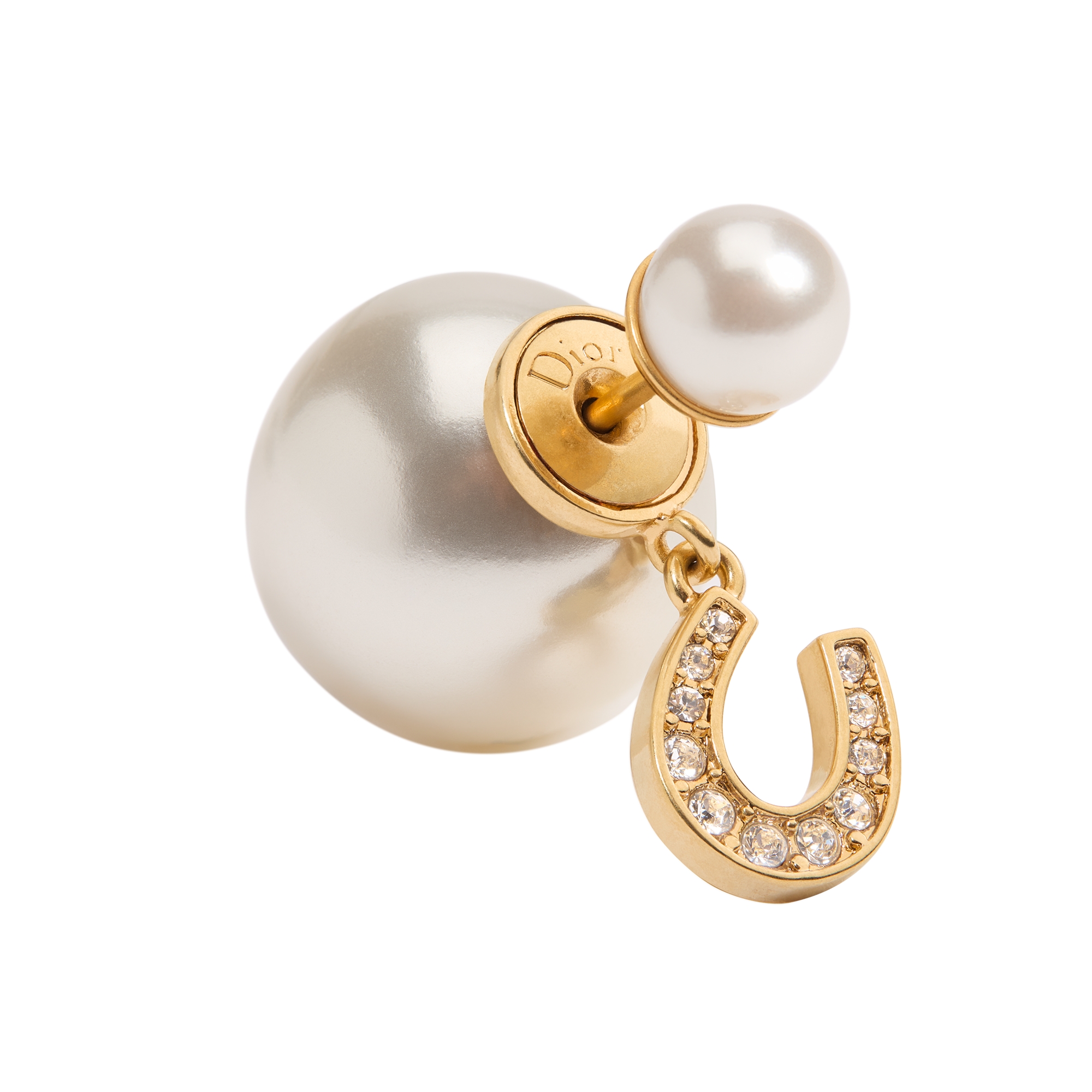 Lucky Dior – Dior Tribales Earrings Gold-Finish Metal, White Resin Pearls and White Crystals E09