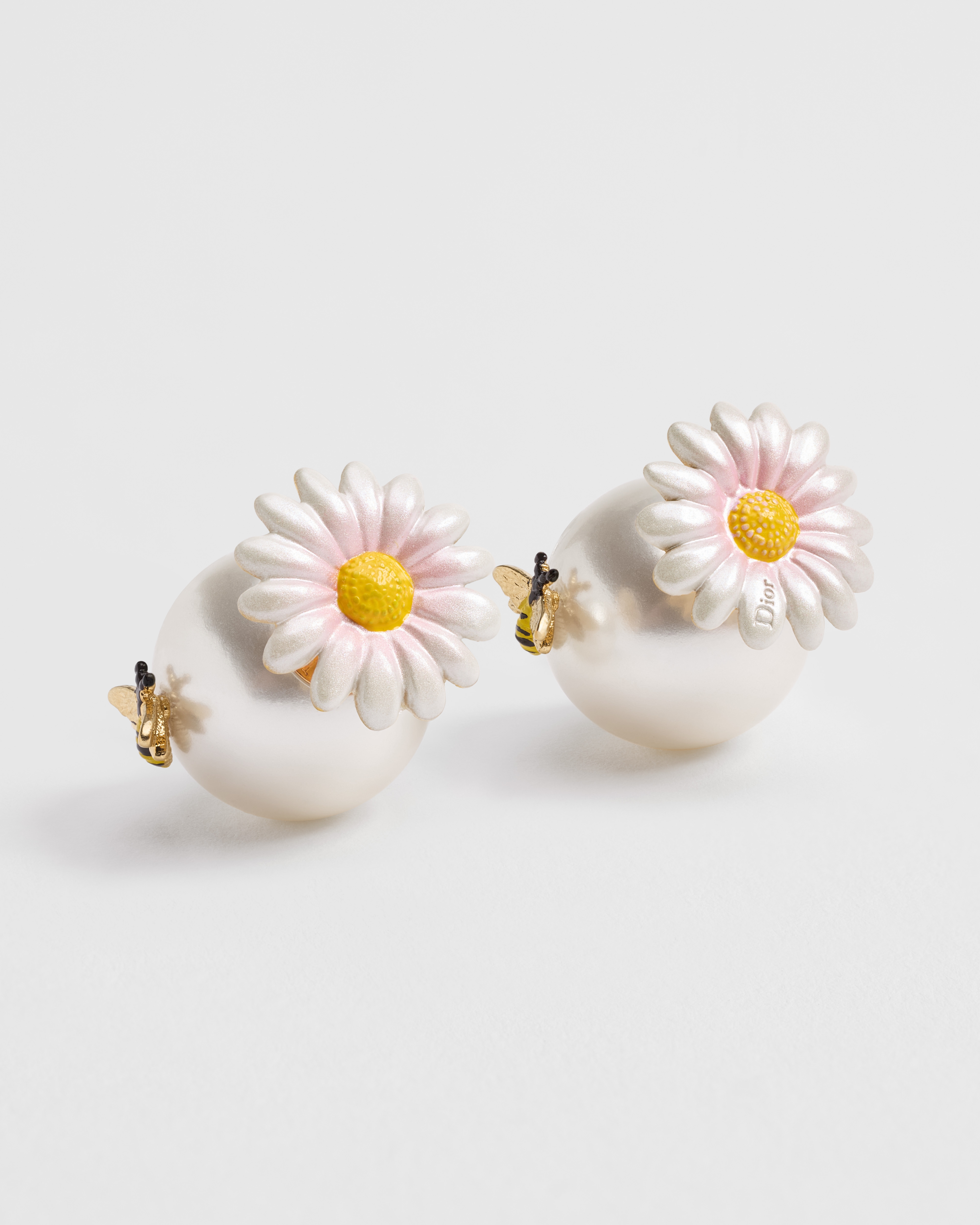 Dior Daisy Dior Tribales Earrings Gold-Finish Metal, White Resin Pearls and Multicolor Lacquer E03
