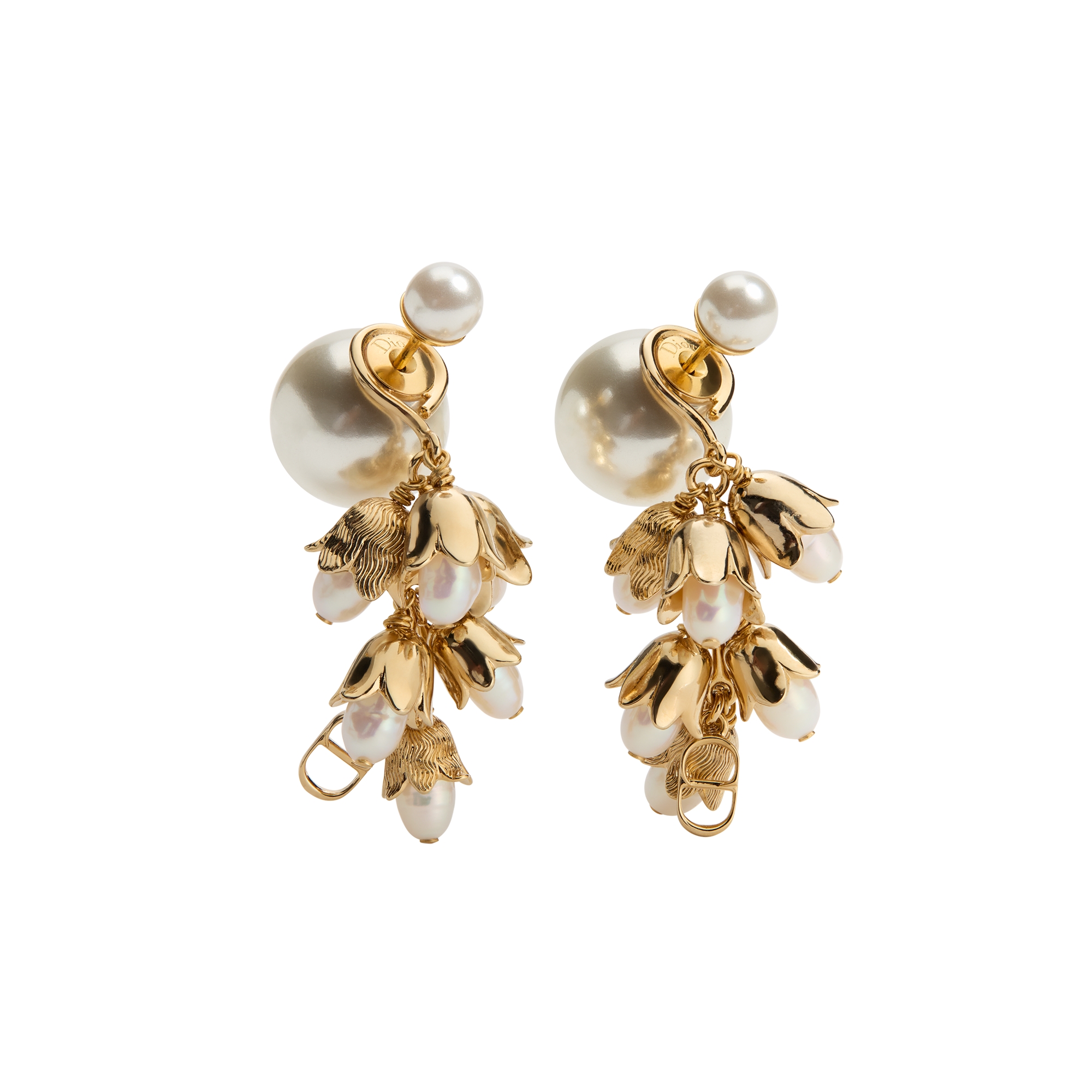 Dior Tribales Earrings Gold-Finish Metal, White Resin Pearls and