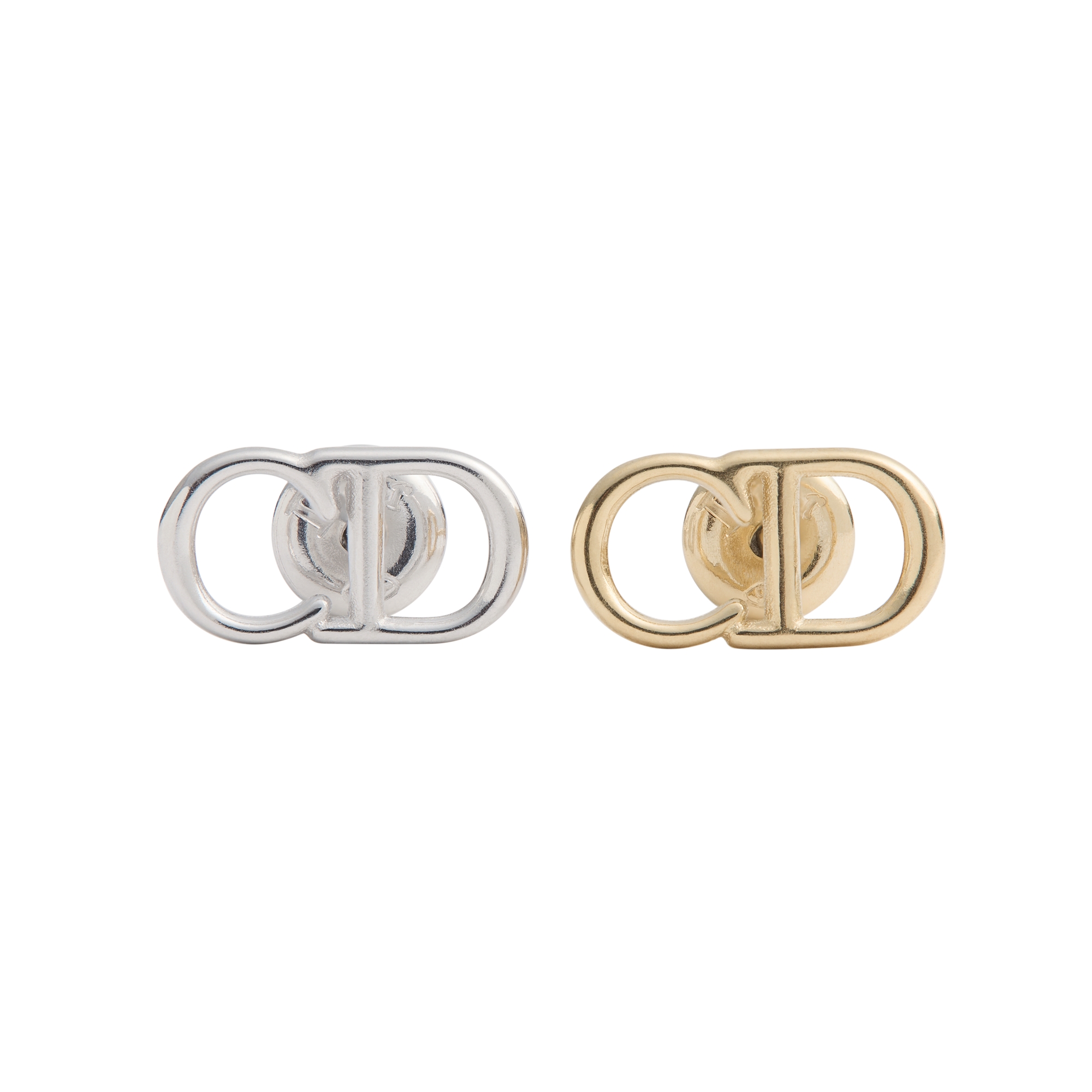 CD Icon Earrings Silver and Gold-Finish Silver E01