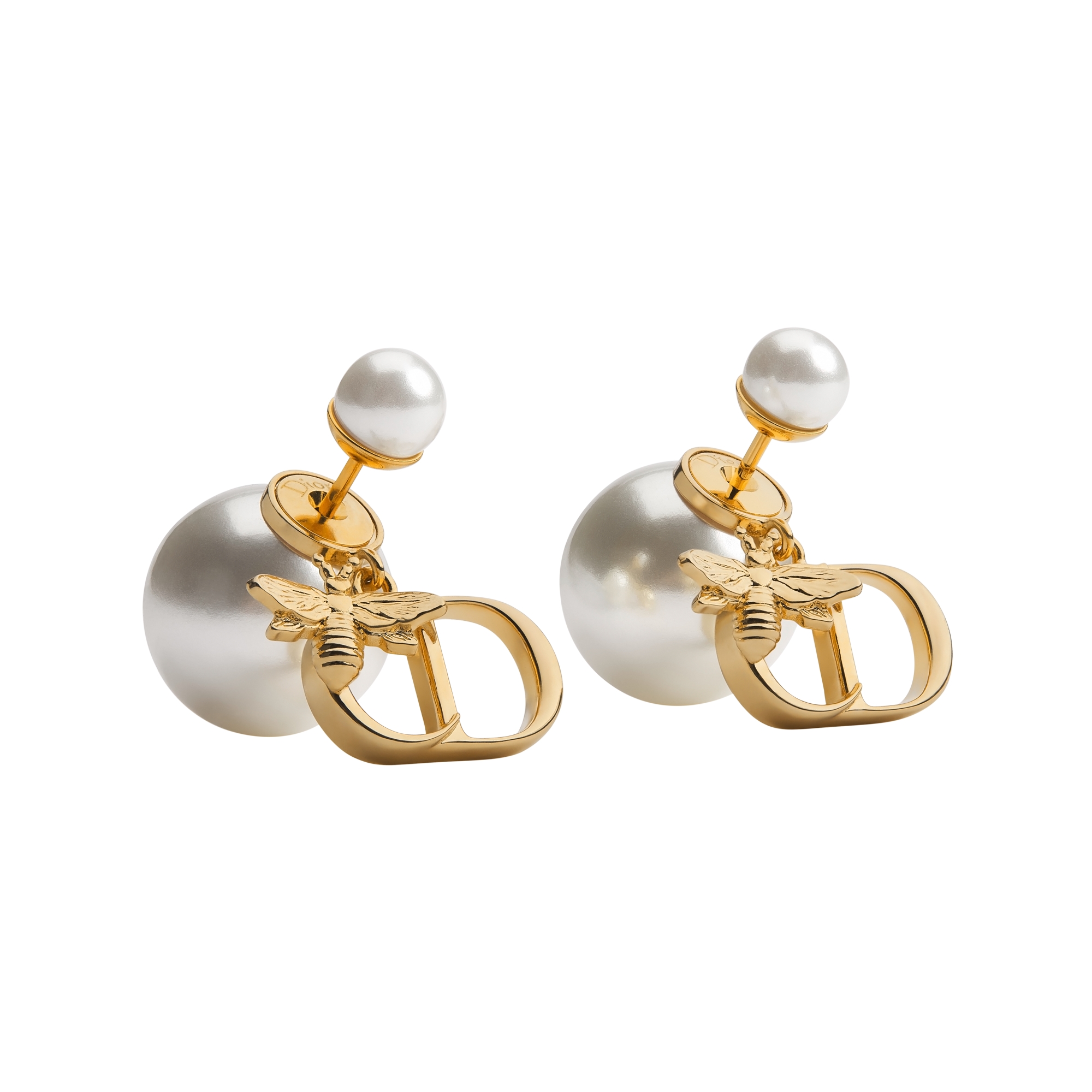 Dior Tribales Earrings Gold-Finish Metal and White Resin Pearls | DIOR