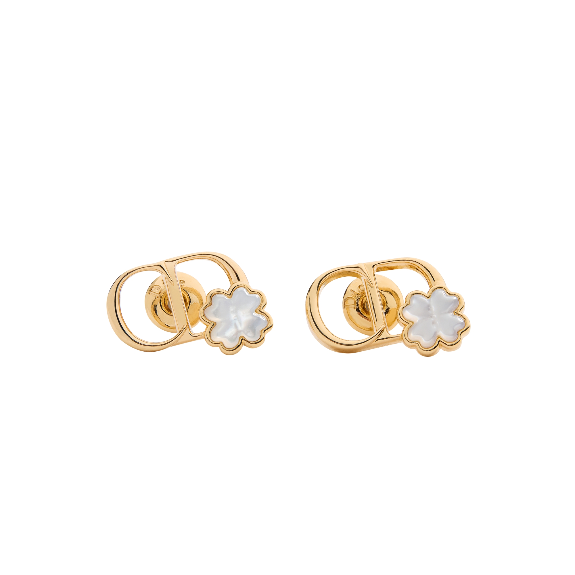 CD Garden Stud Earrings Gold-Finish Metal and Mother-of-Pearl E01