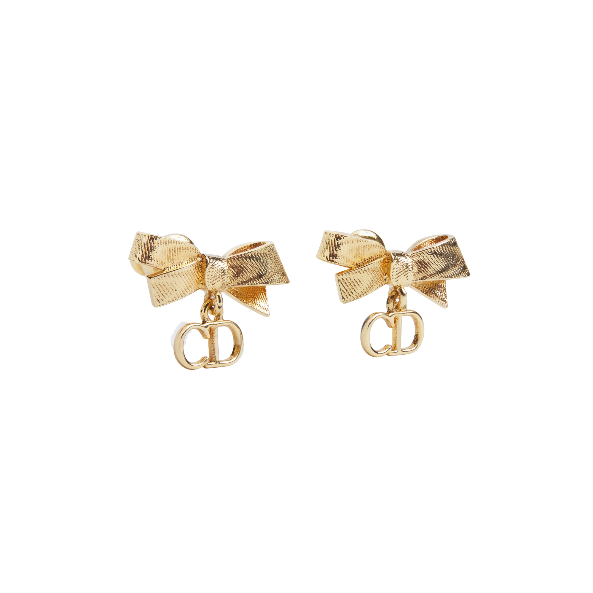 CD Bow Earrings Gold-Finish Metal E01