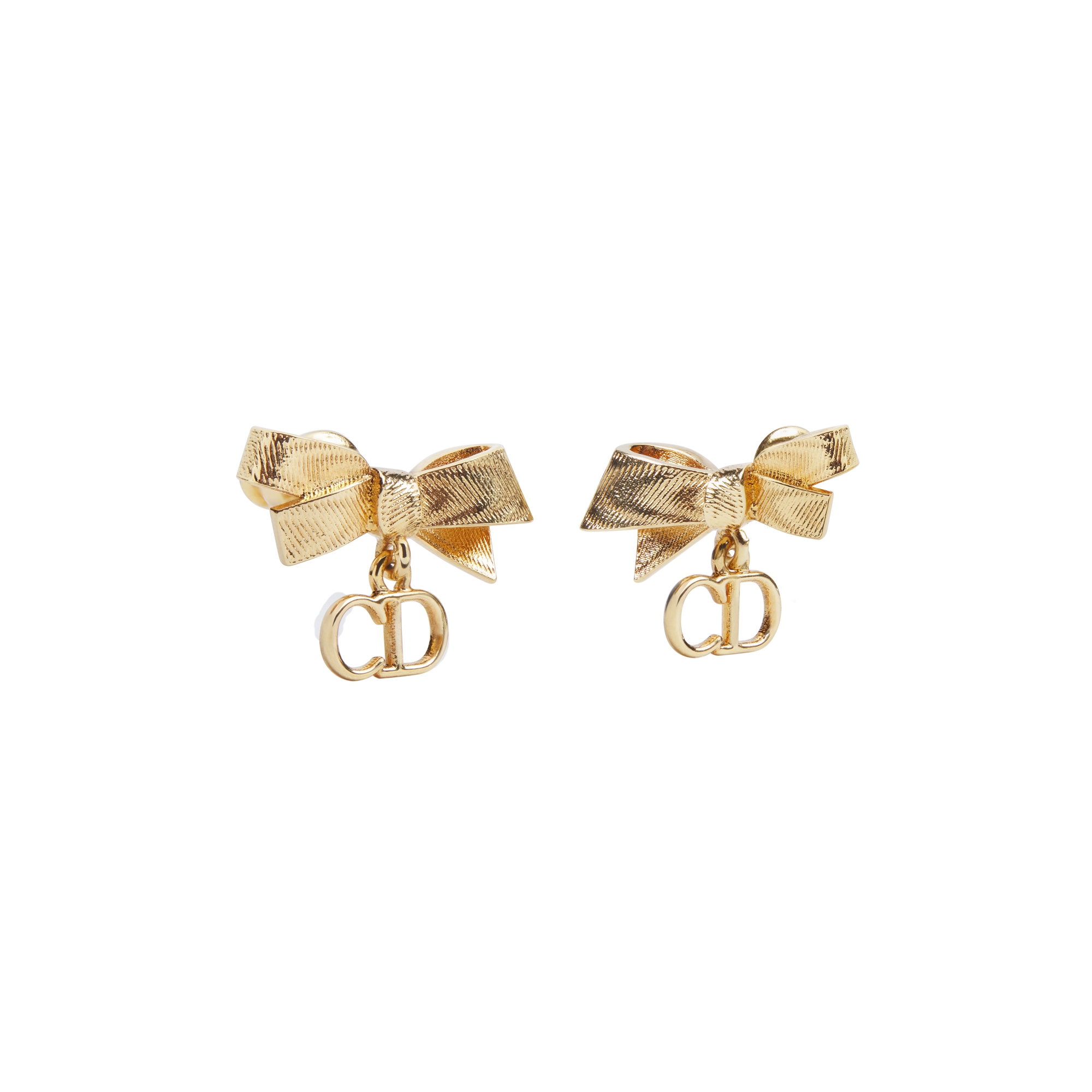 CD Bow Earrings Gold-Finish Metal E01
