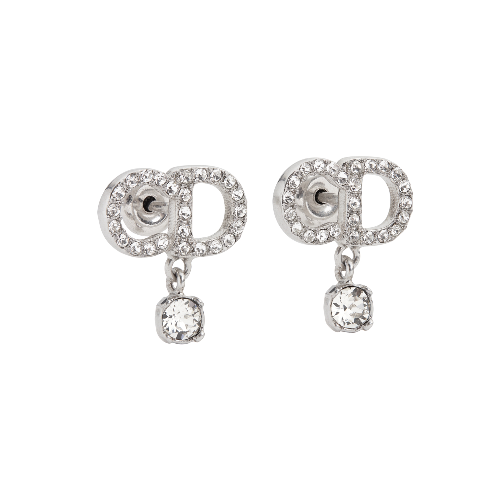 CD Signature Earrings Silver-Finish Metal and Crystals | DIOR