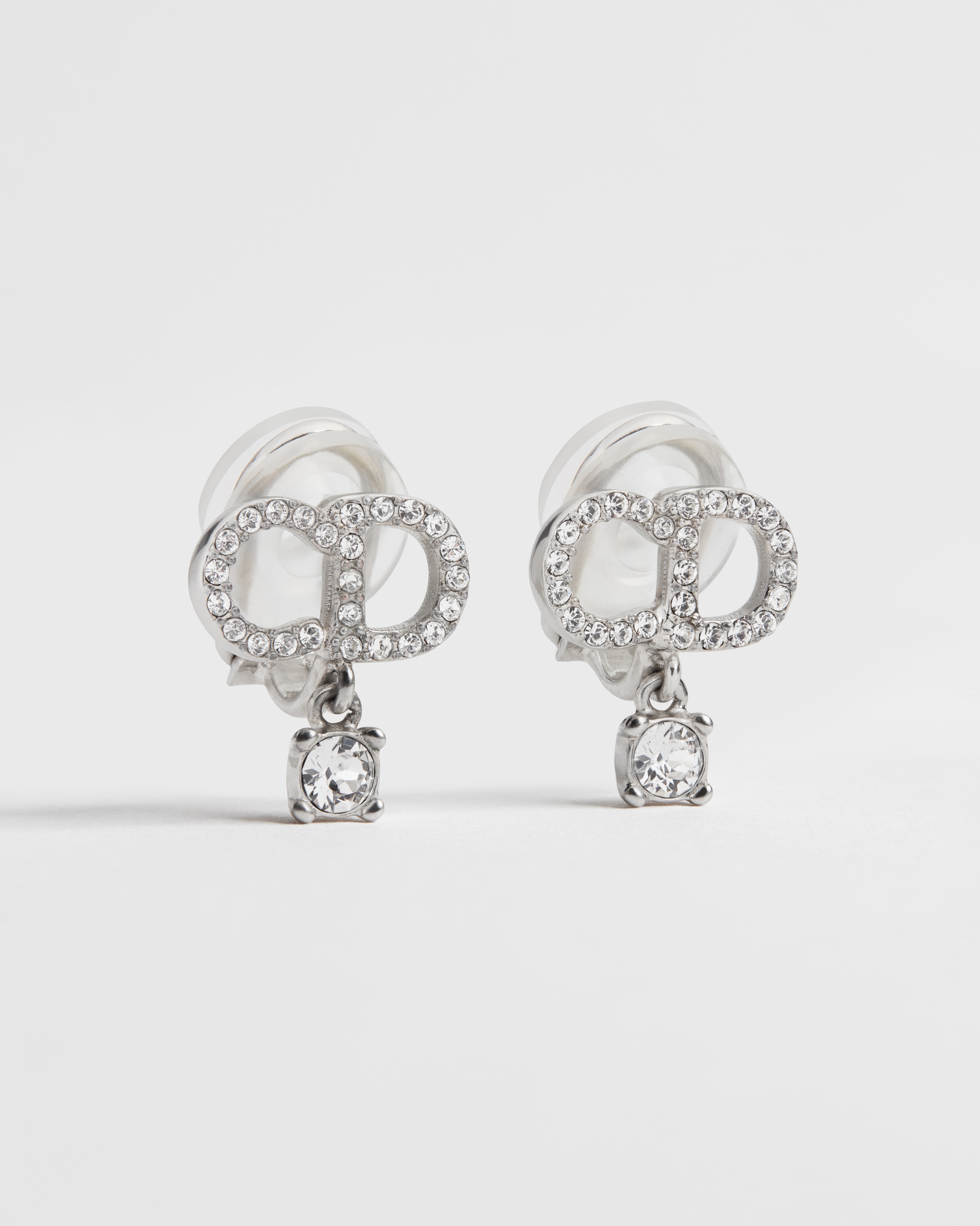 CD Signature Earrings Silver-Finish Metal and Crystals | DIOR