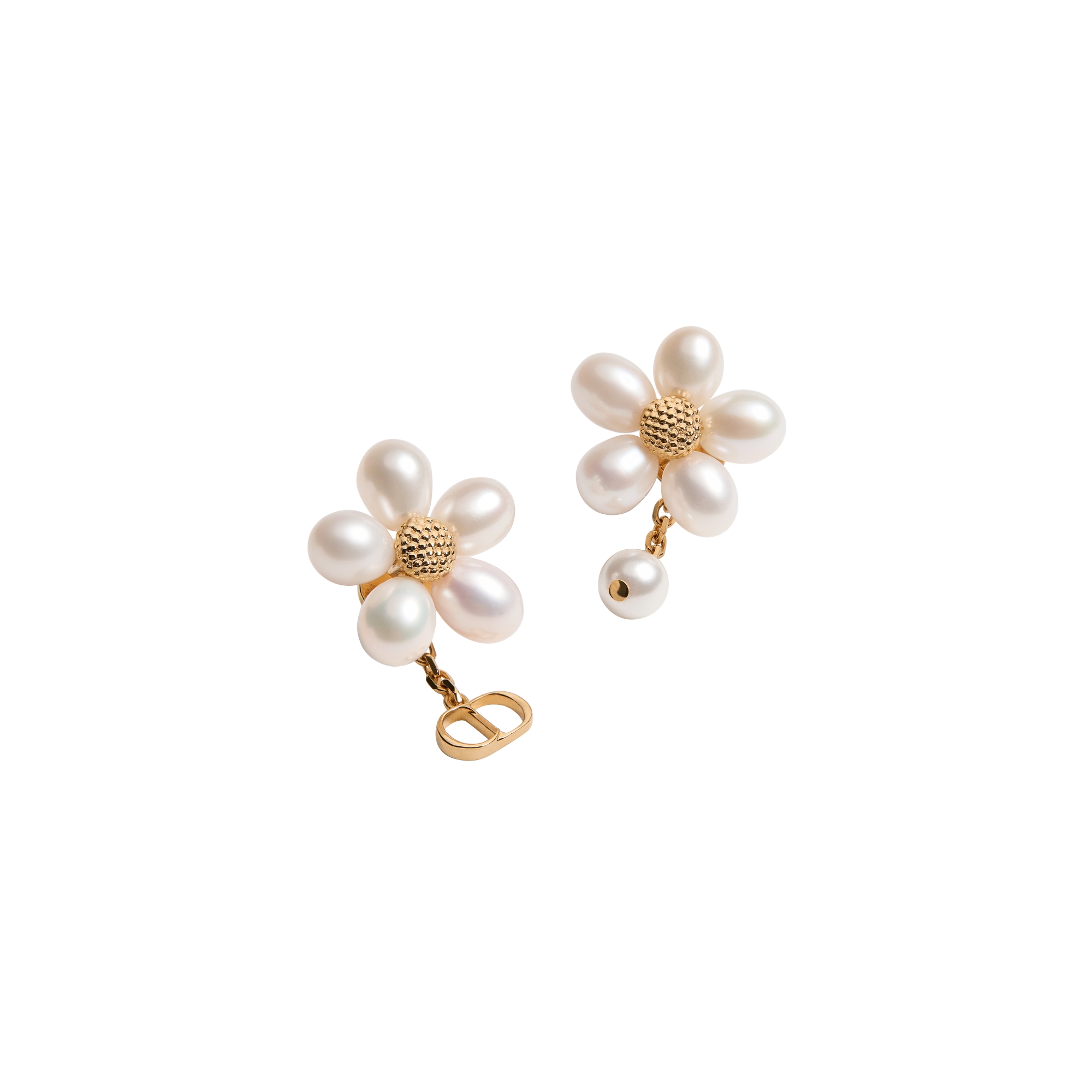 Dioriviera Brush & Bloom Earrings Gold-Finish Metal, Freshwater Pearls and White Resin Pearl E01