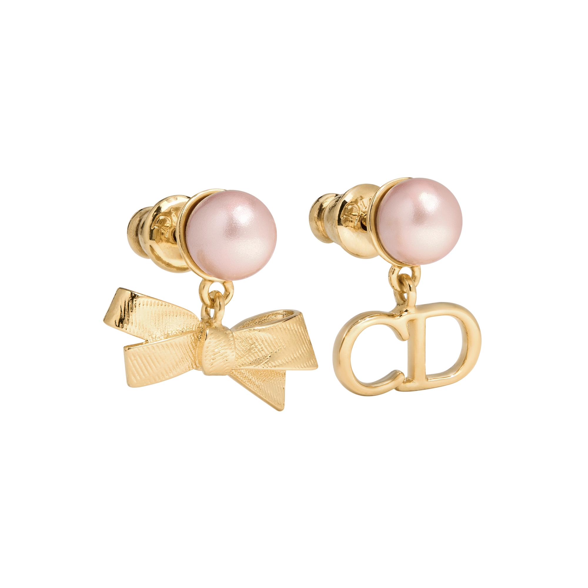DIOR | CD Bow ピアス メタル & レジンパール