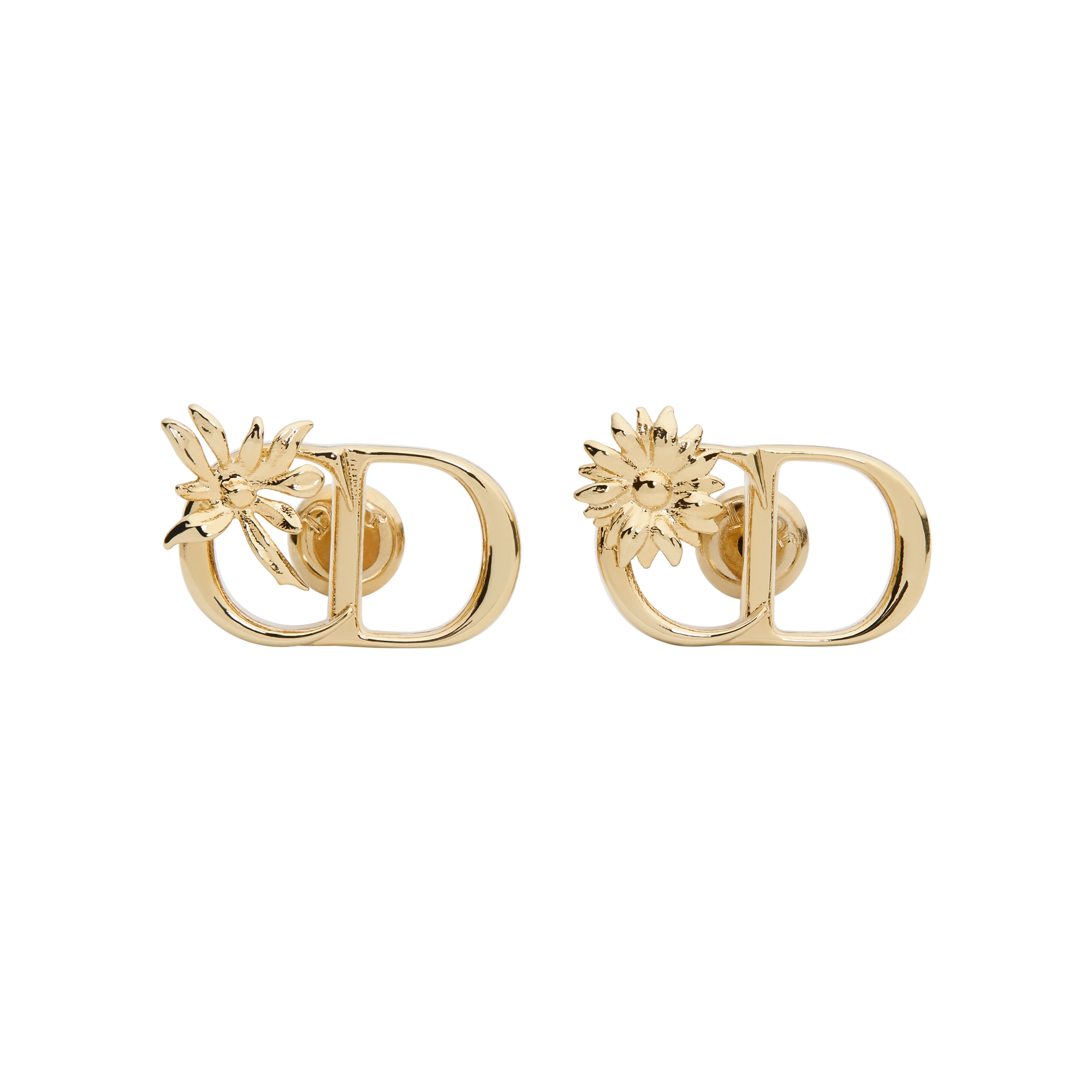 CD Multi Flowers Stud Earrings Gold-Finish Metal E01