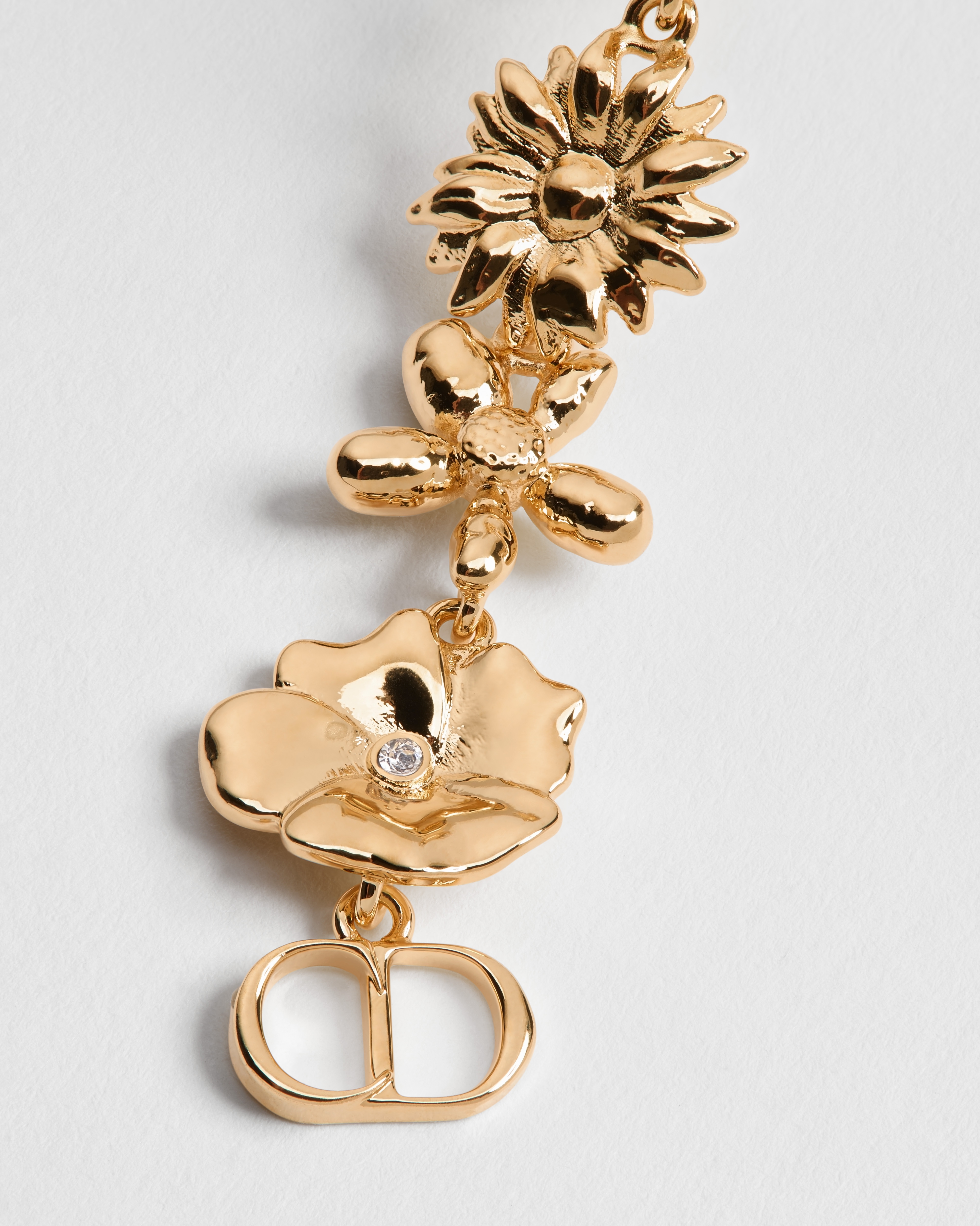 CD Multi Flowers Earrings Gold-Finish Metal and Crystals | DIOR
