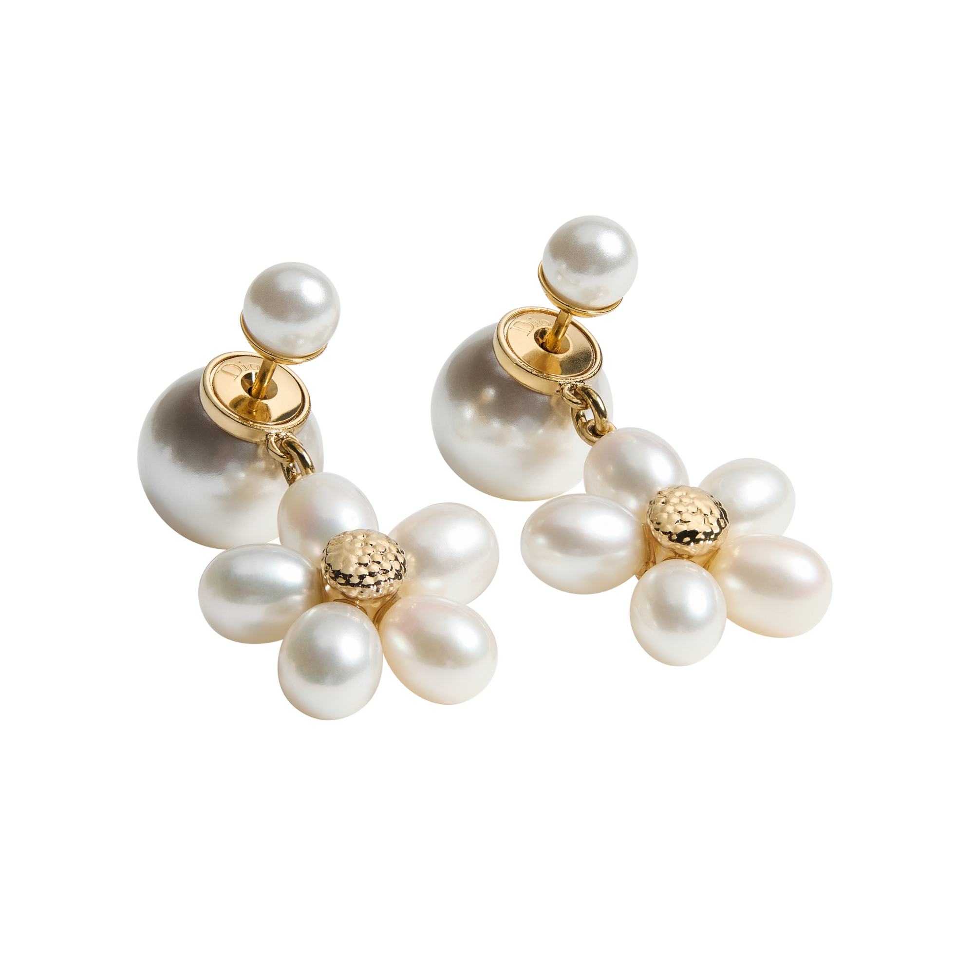 Dioriviera Dior Tribales Earrings Gold-Finish Metal, White Resin Pearls and Freshwater Pearls E01
