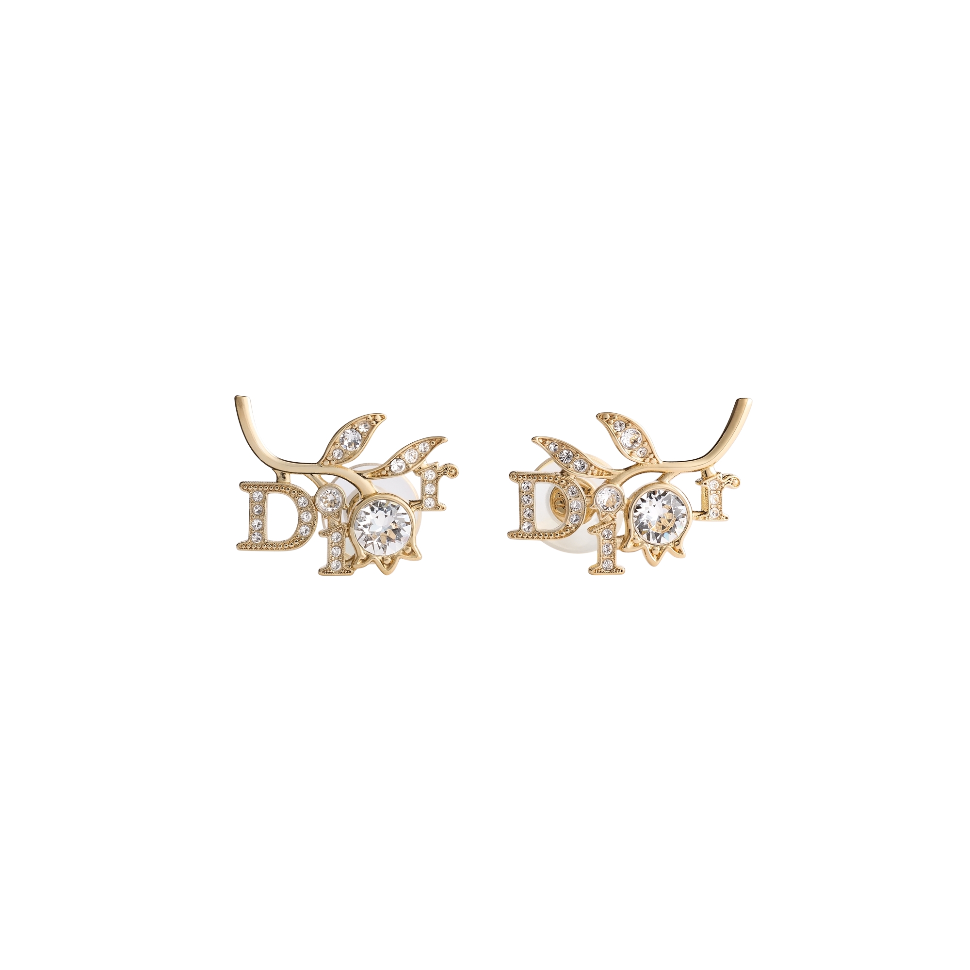 Dior Mini Lily スタッドピアス ペールゴールドトーン メタル