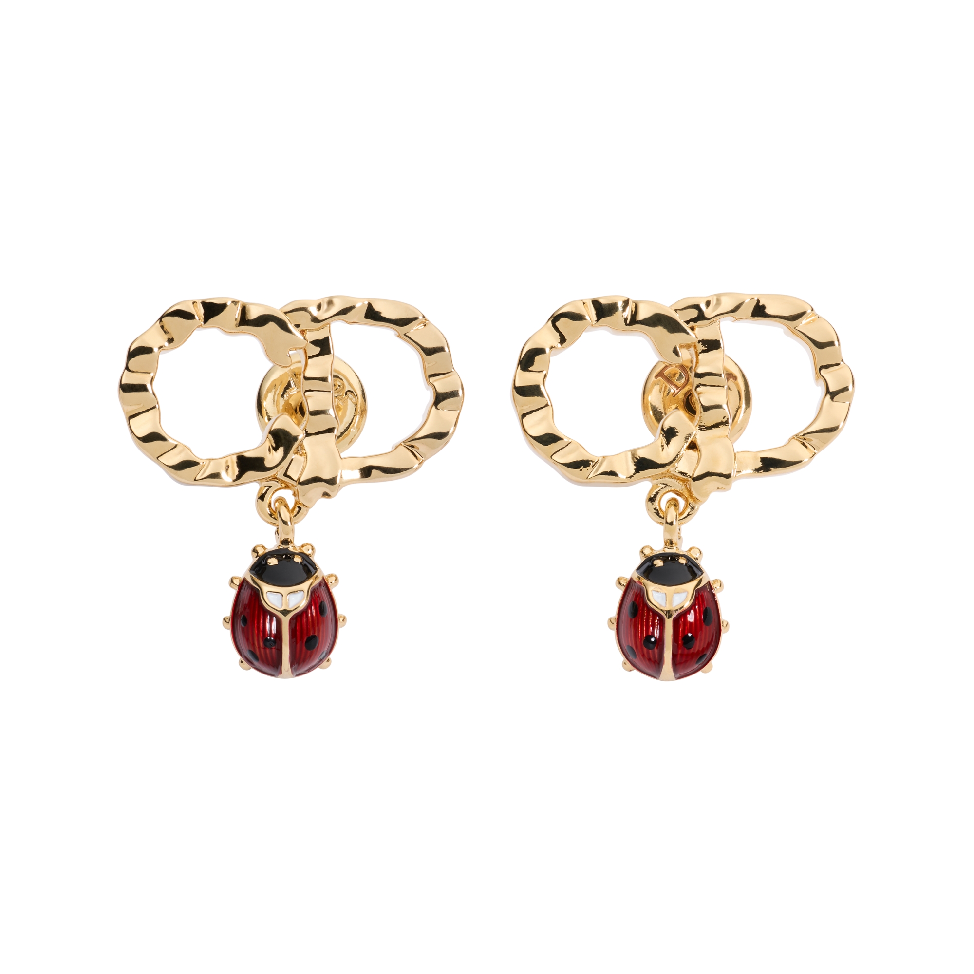 Dior Qixi CD Lady Twist ピアス ゴールドトーンメタル、レッド