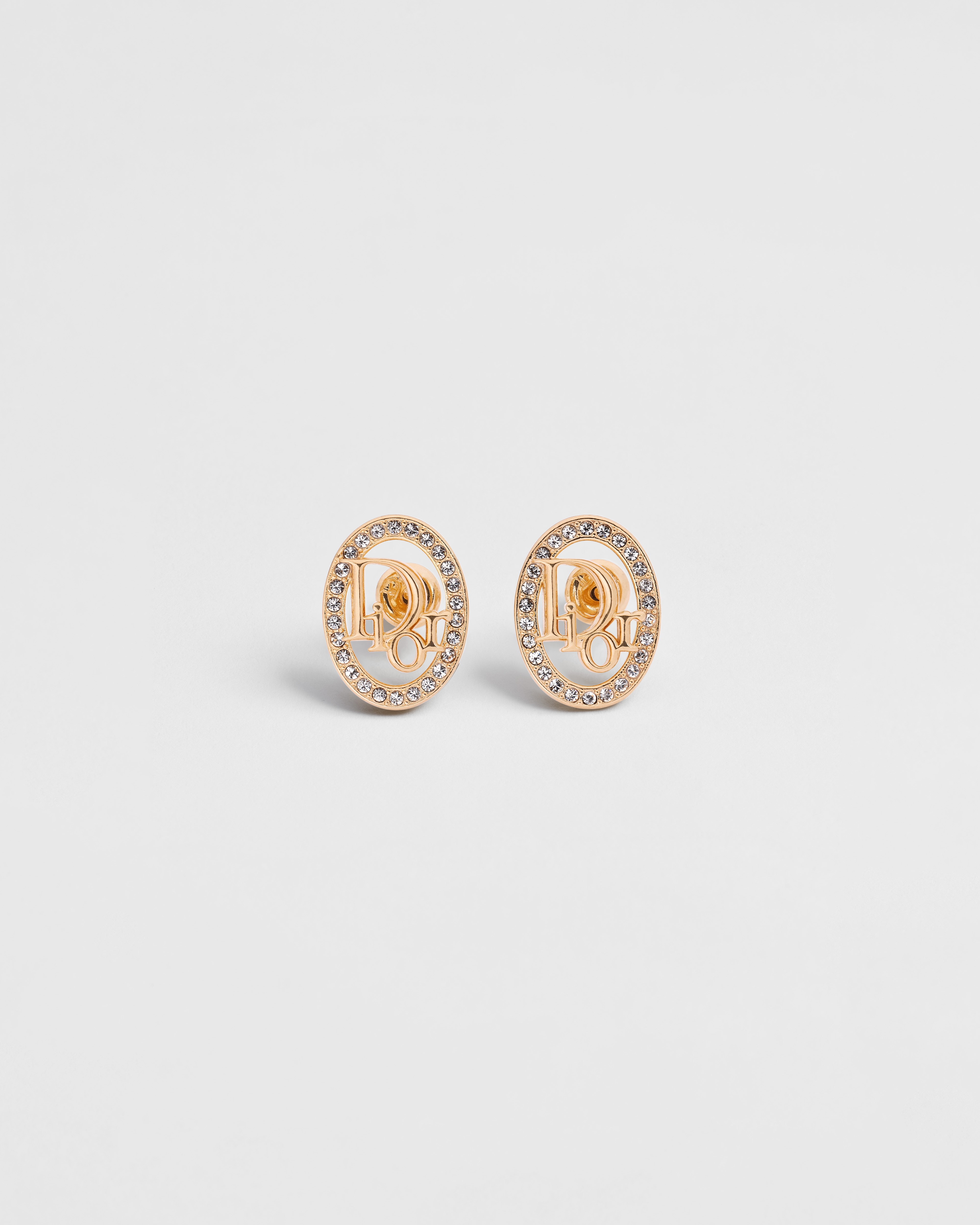 Dior Oblique Earrings Gold-Finish Metal and Crystals E01