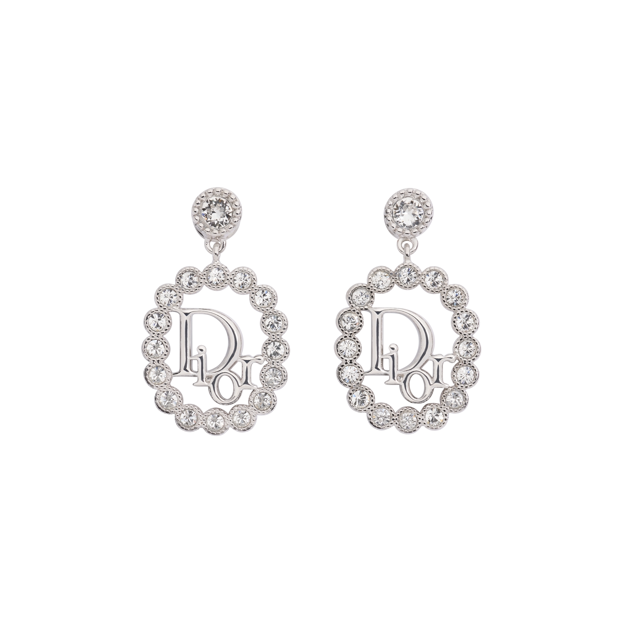Dior Parure Earrings Silver-Finish Metal and Crystals E01